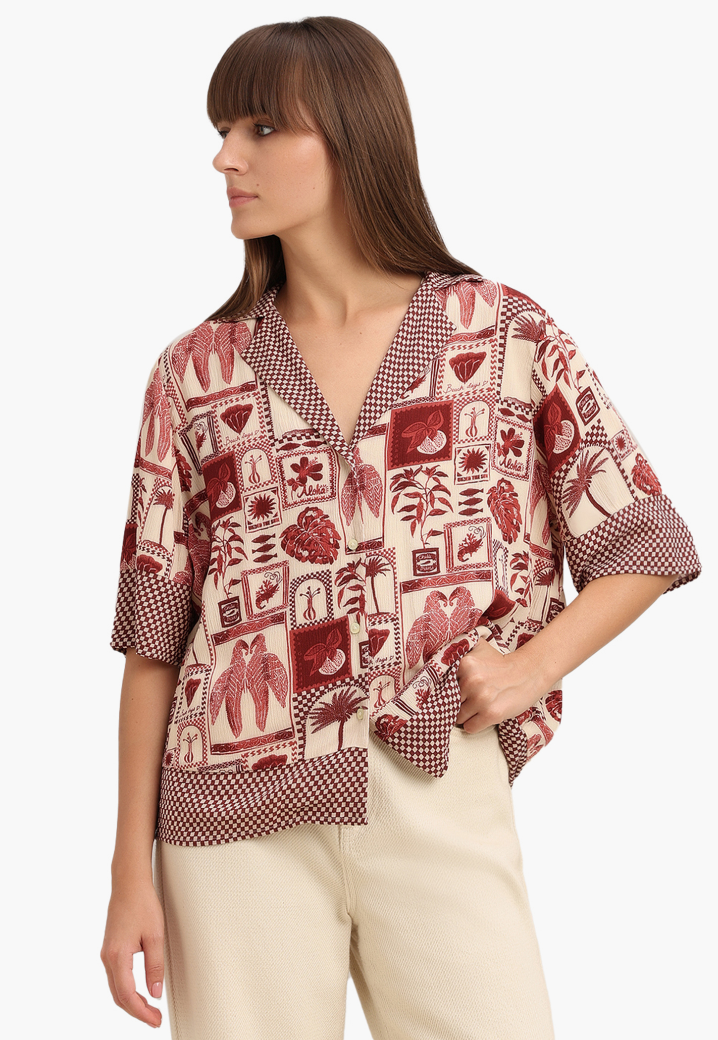 VERO MODA Printed Cuban Collar Shirt-picture-27