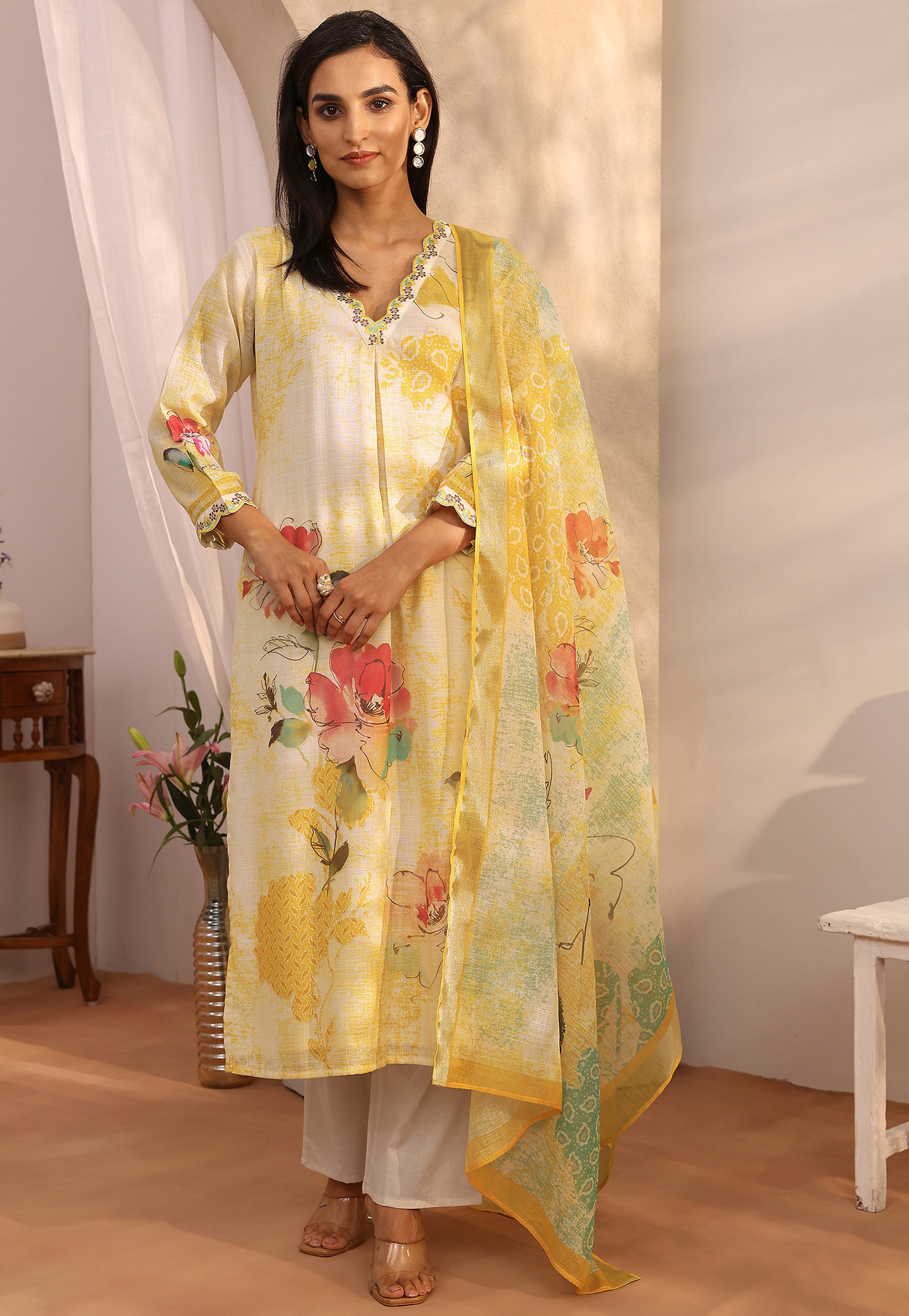 LIBAS Floral Print Straight Kurta Set-picture-33