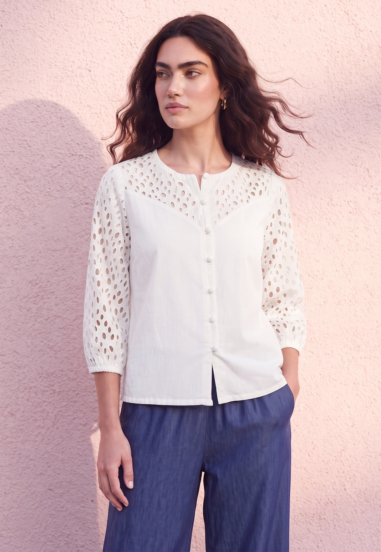 FAME FOREVER Schiffli Button Top-picture-50