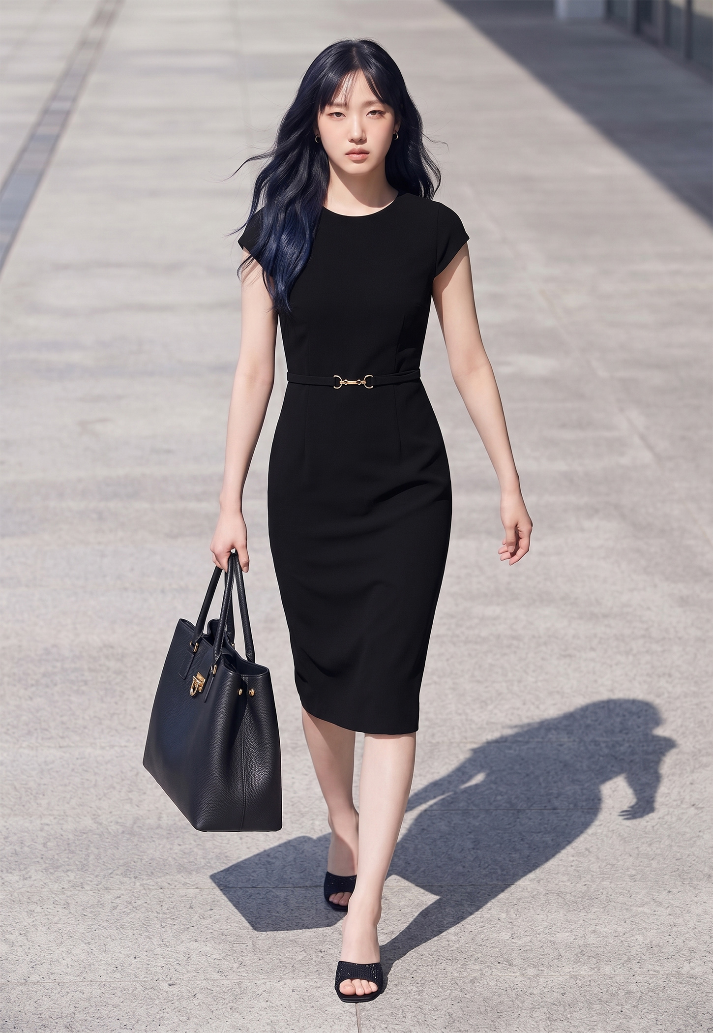 CODE CLASSIC Solid Belted Sheath Dress-picture-50