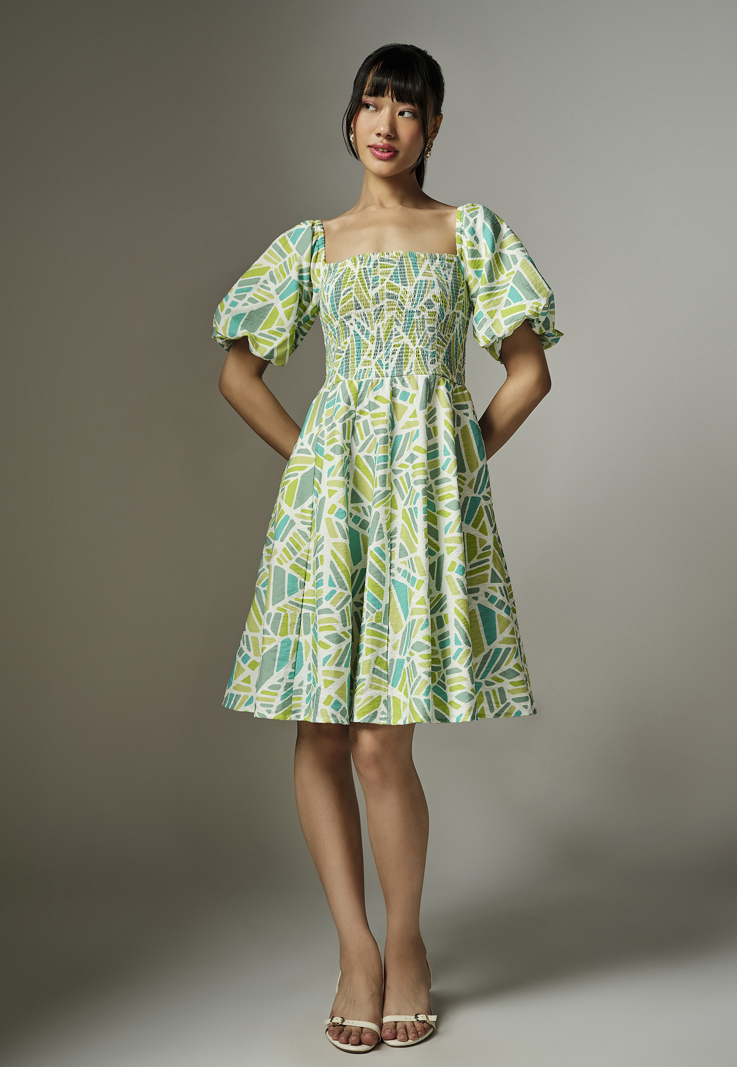 AND Smocked Bodice Fit & Flare Dress-picture-41
