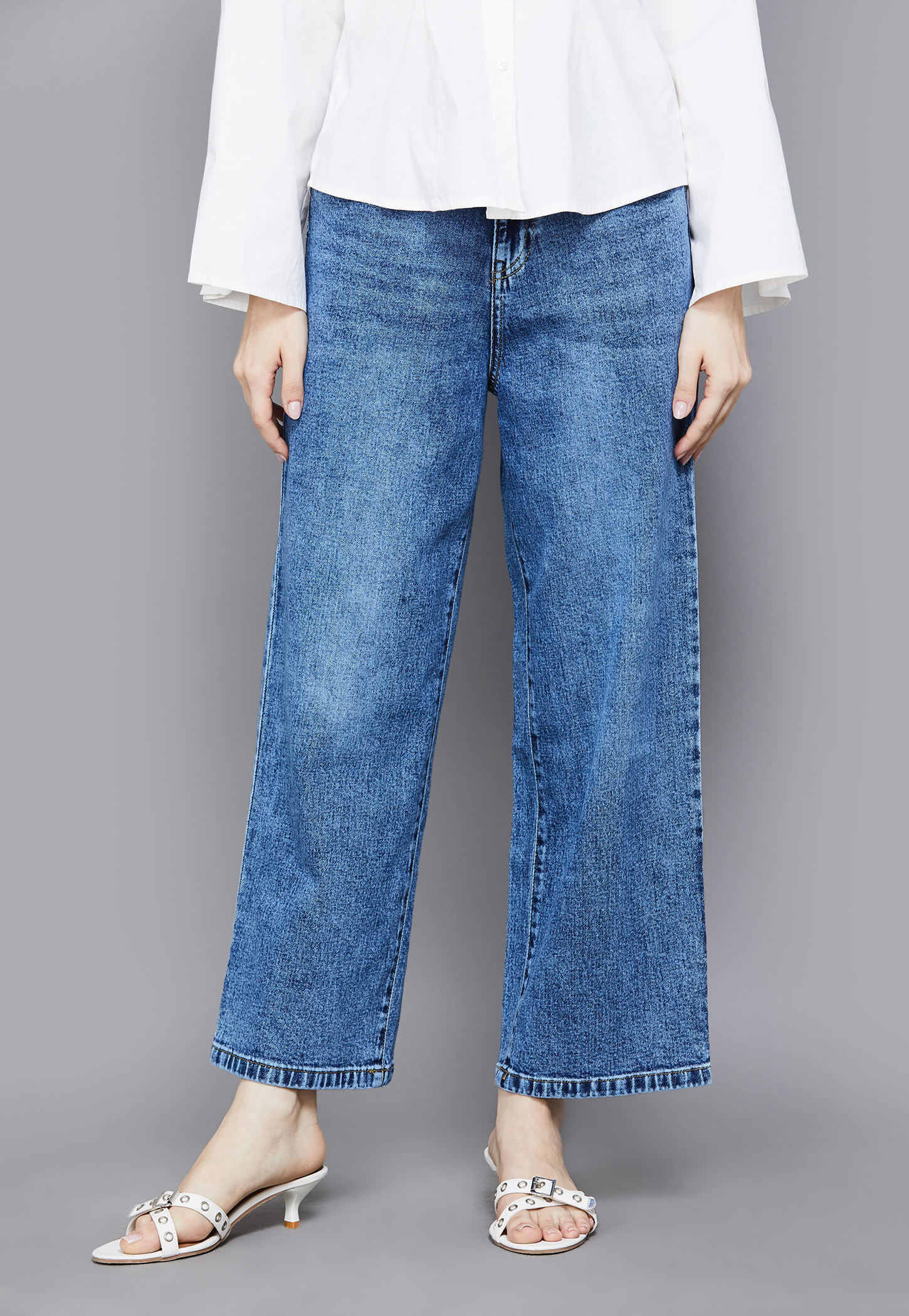 KRAUS Solid Wide Leg Jeans-picture-12