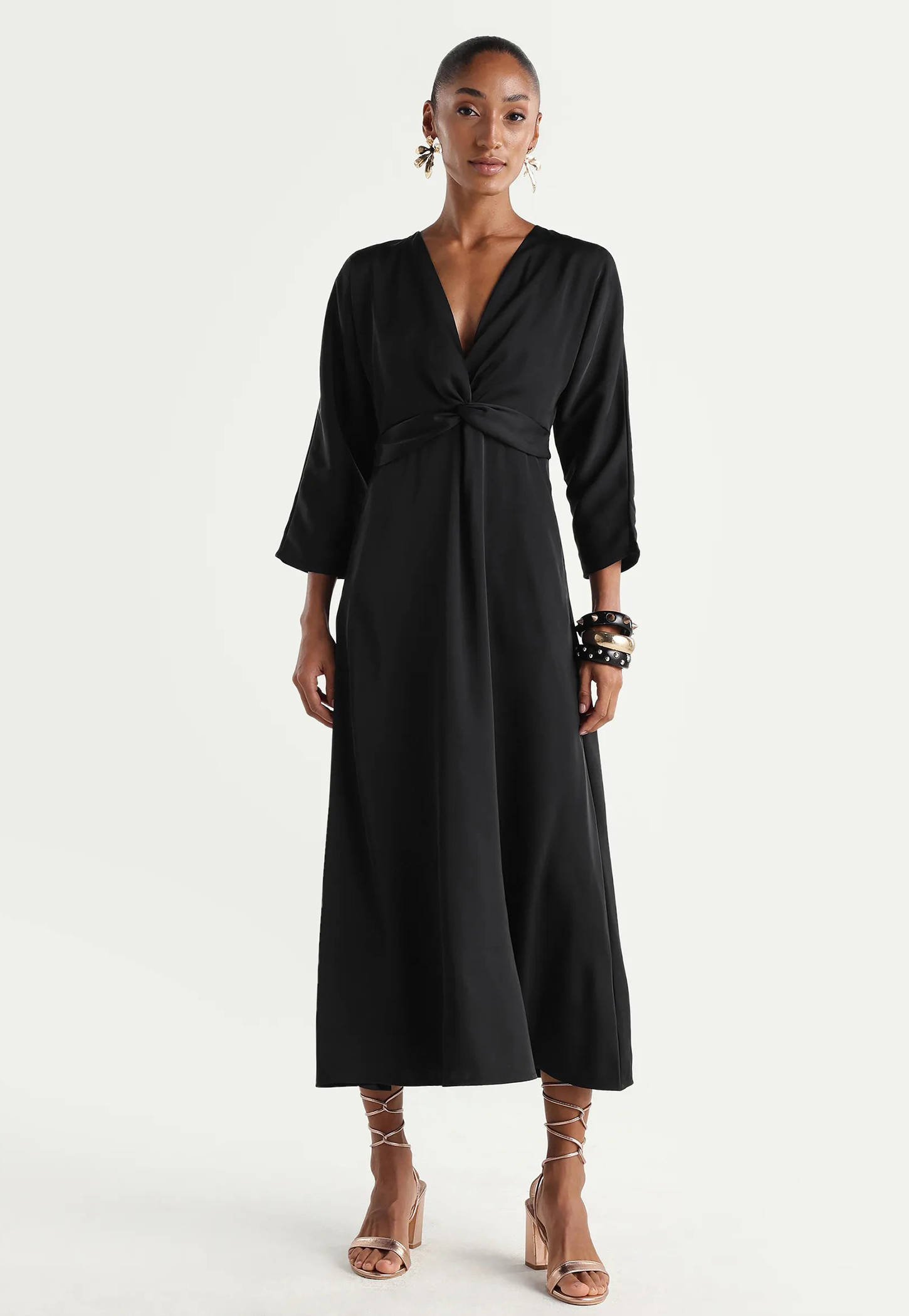 RAREISM Knot Detail V-Neck Maxi Dress-picture-34