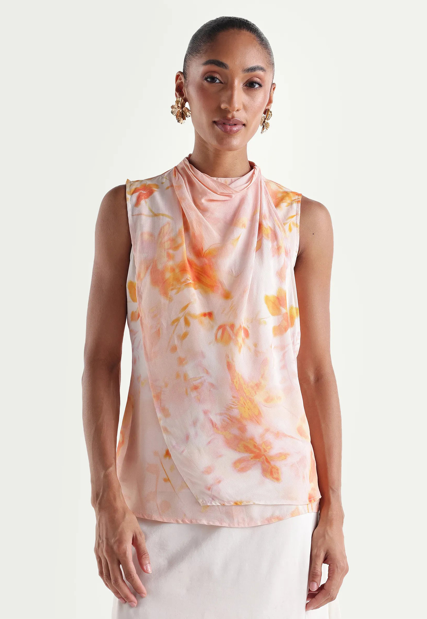 RAREISM Floral Print Keyhole Sleeveless Top-picture-43