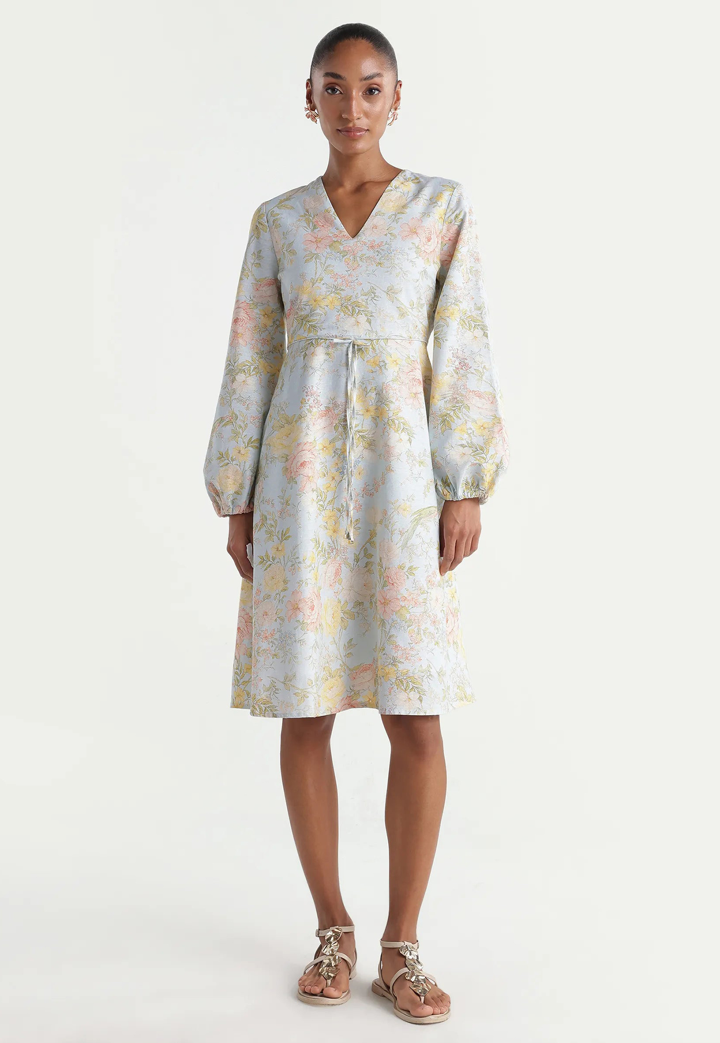 RAREISM Floral Print V-Neck Midi Dress-picture-21