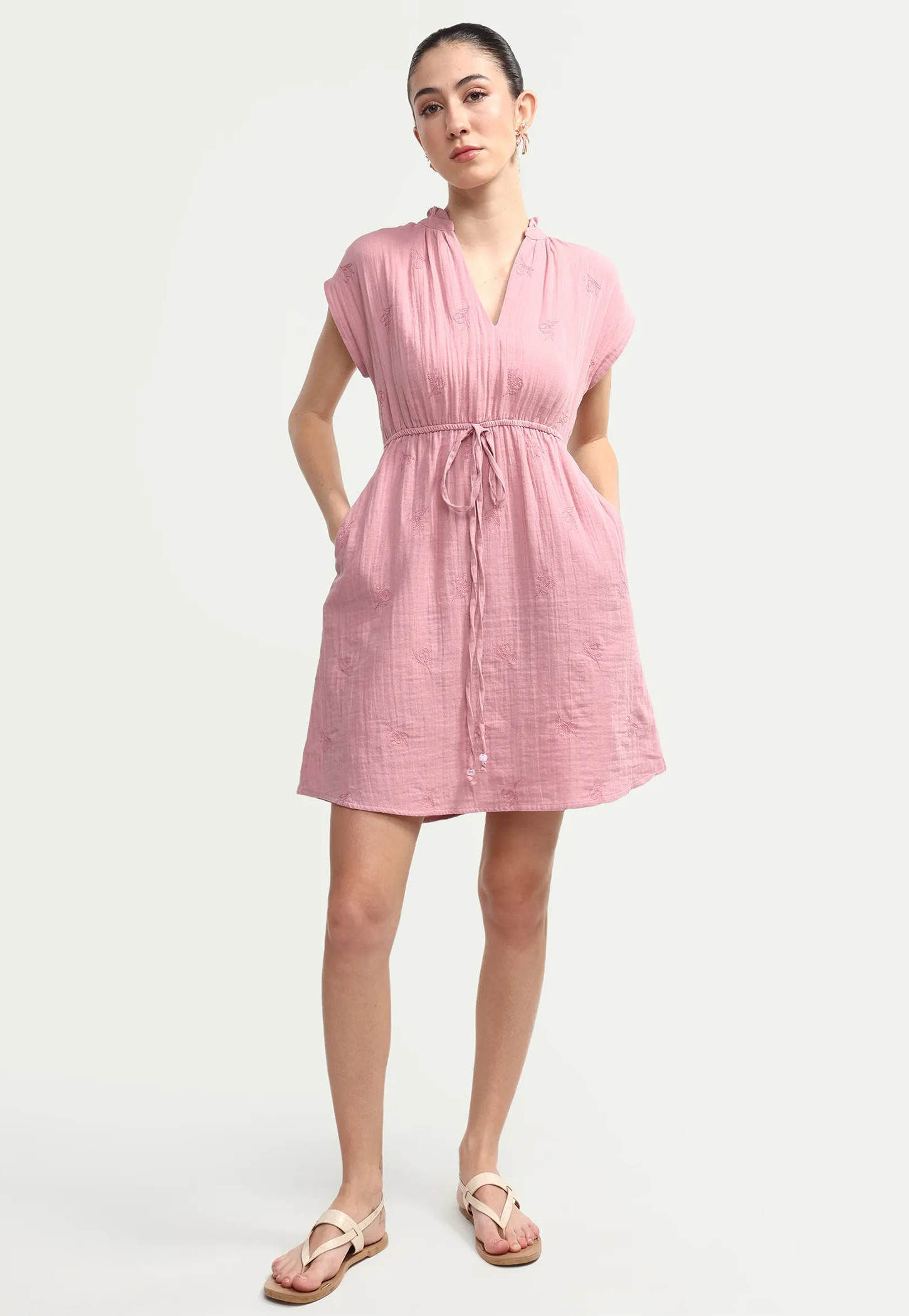 RAREISM Embroidered V-Neck Mini Dress-picture-23