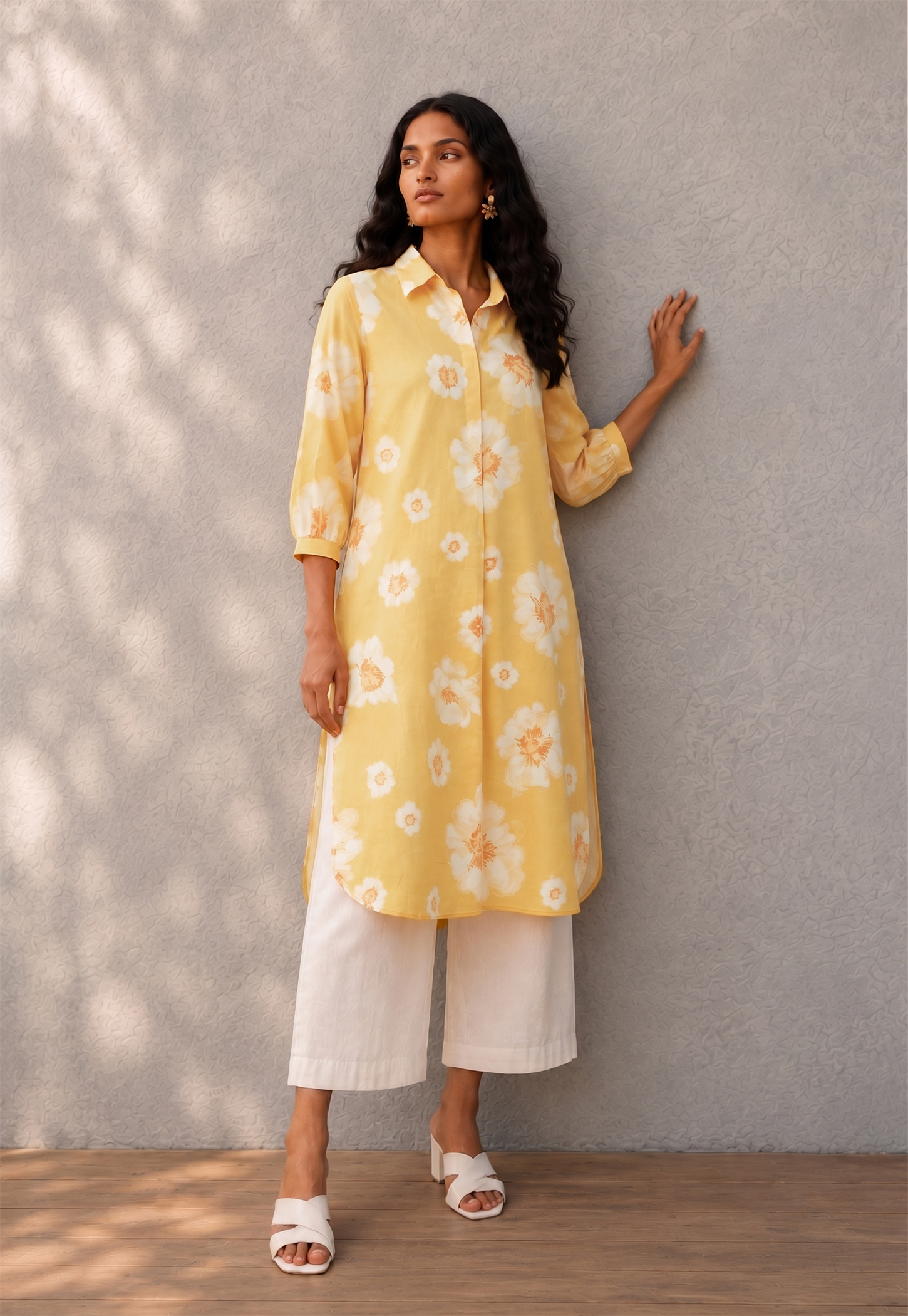 MELANGE Floral Print Curved Hem Kurta-image-19
