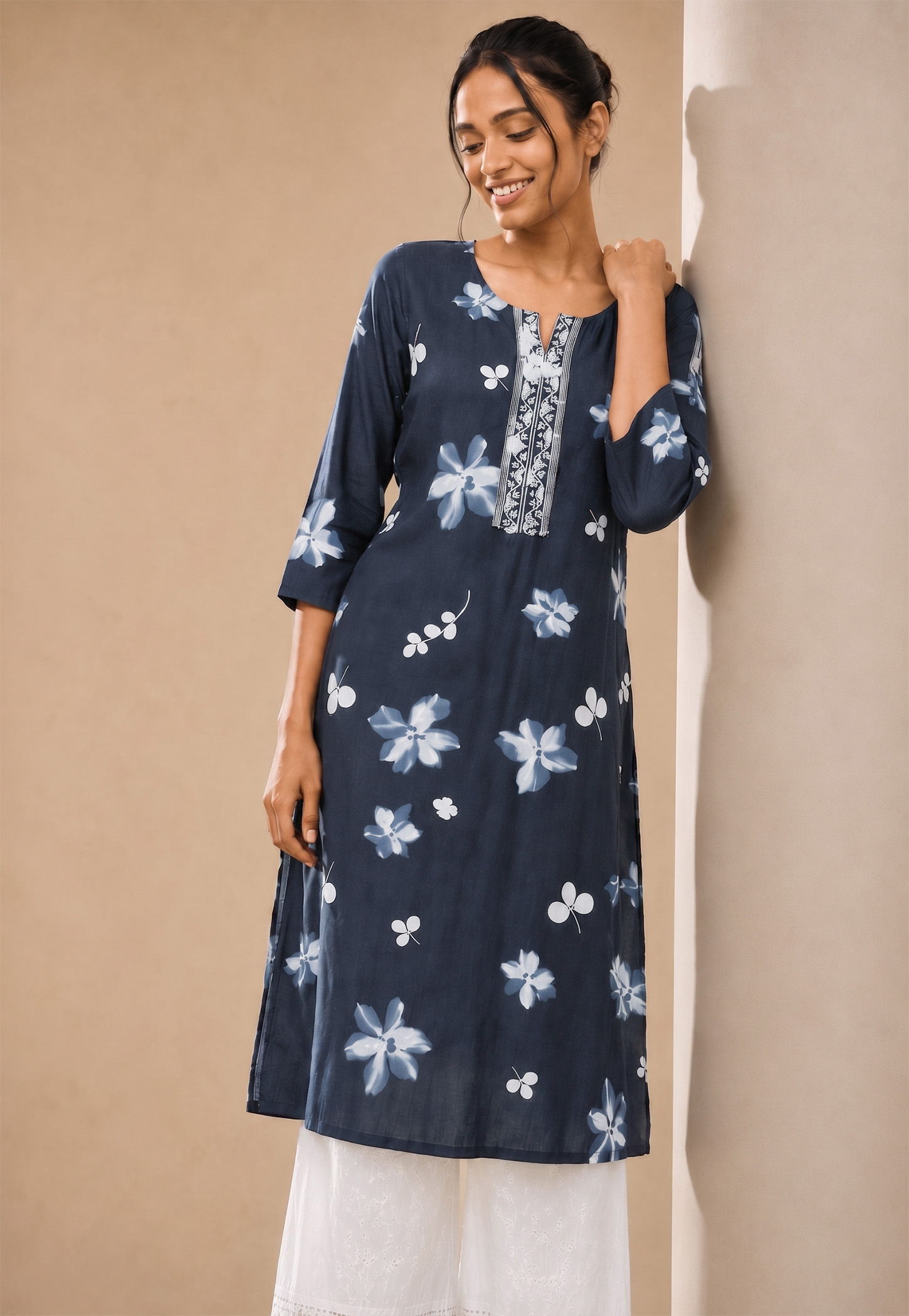 MELANGE Floral Print Straight Kurta-picture-28