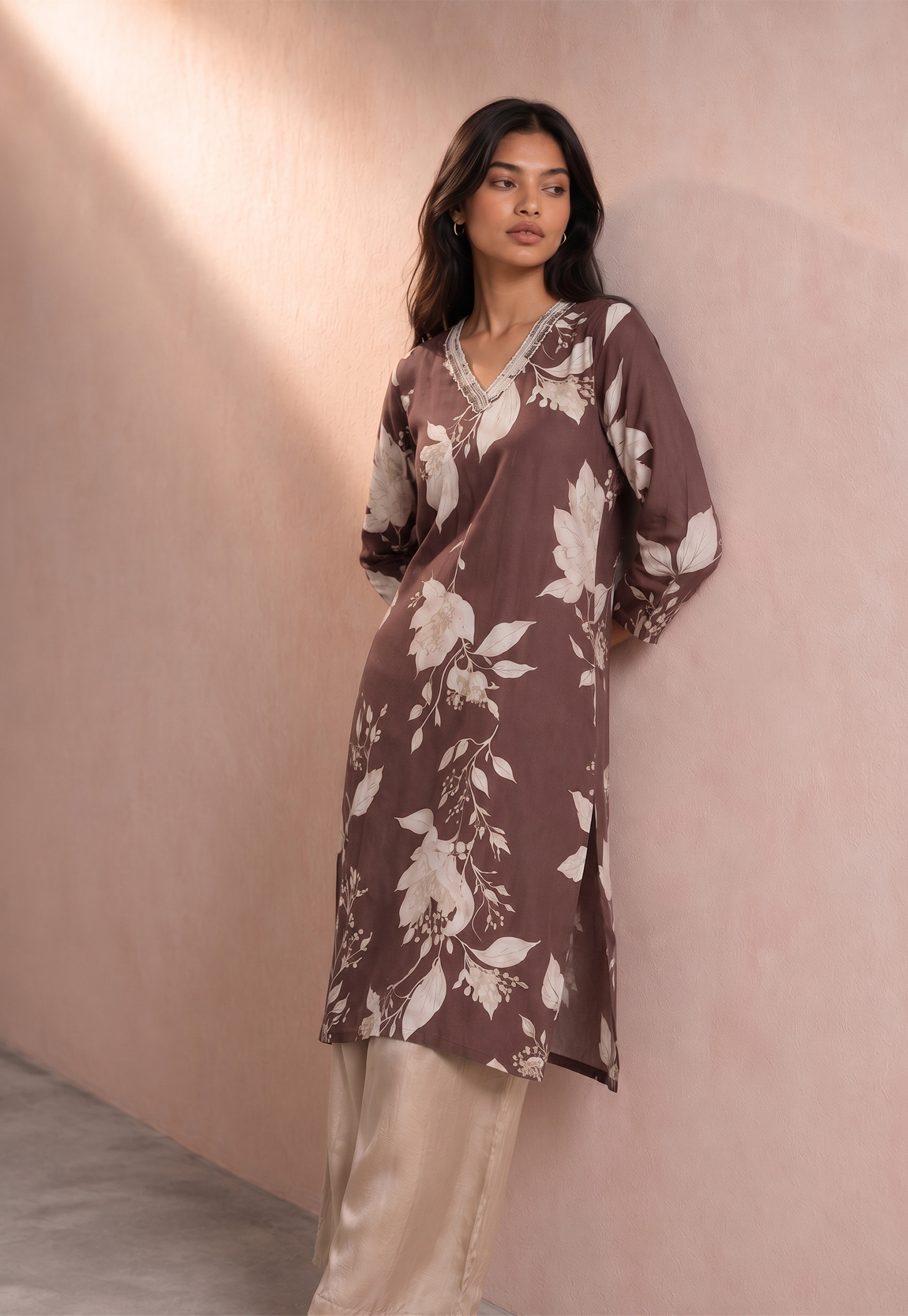 MELANGE Floral Print Straight Kurta-picture-41