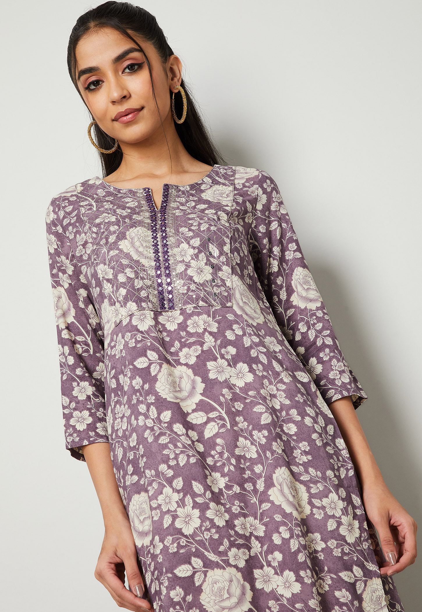 MELANGE Floral Print Straight Kurta-picture-35