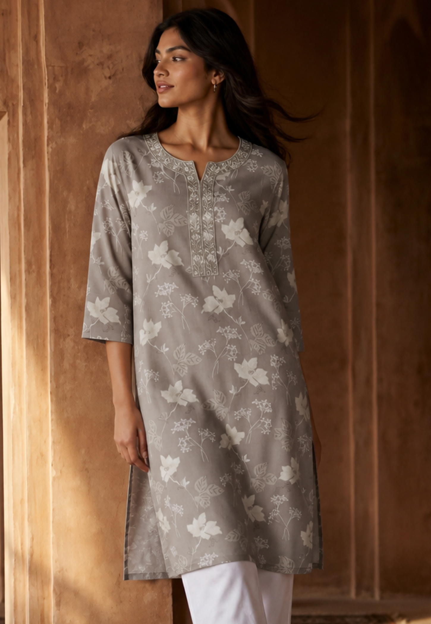 MELANGE Floral Print Straight Kurta-picture-11