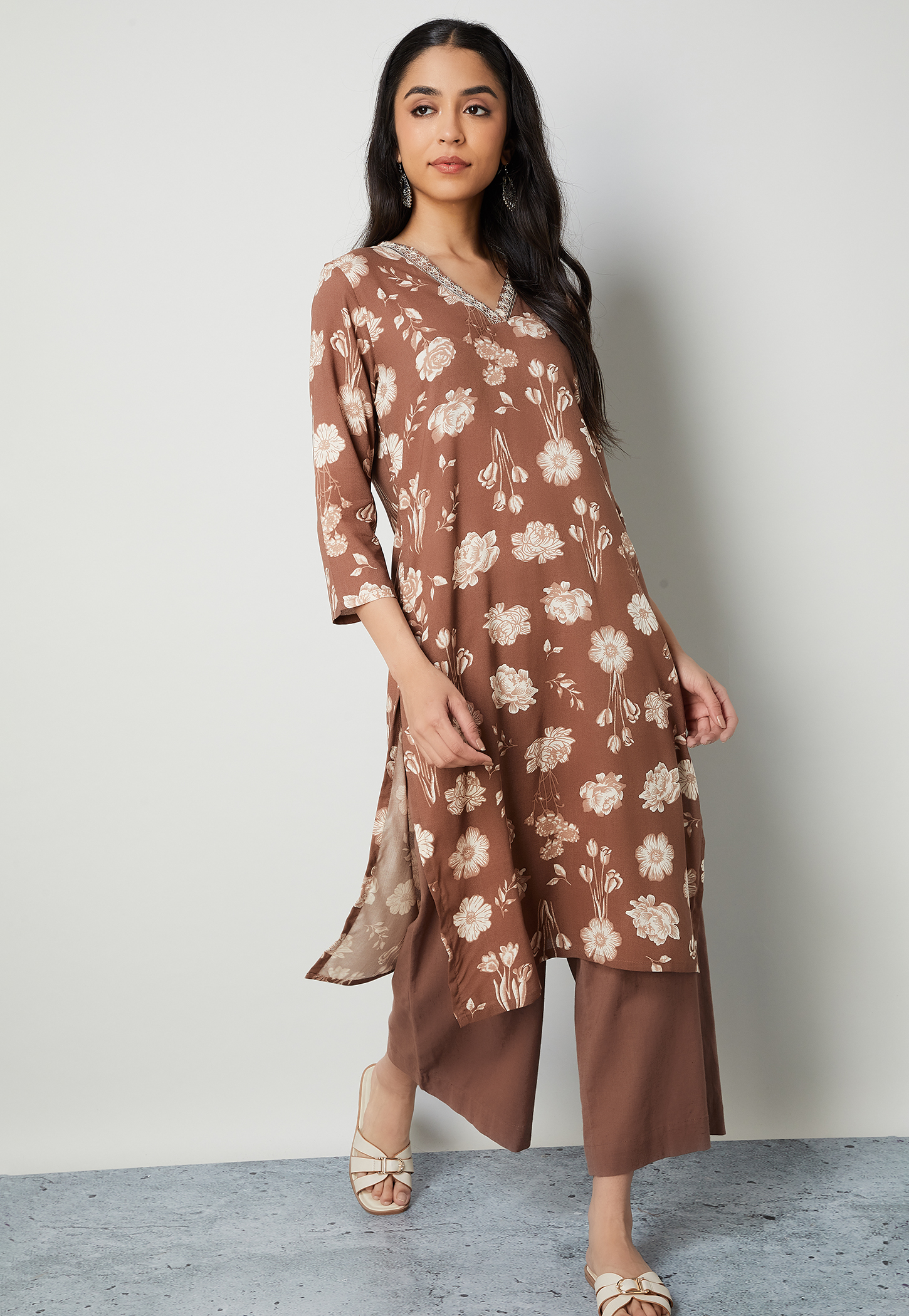 MELANGE Floral Print Straight Kurta-picture-23