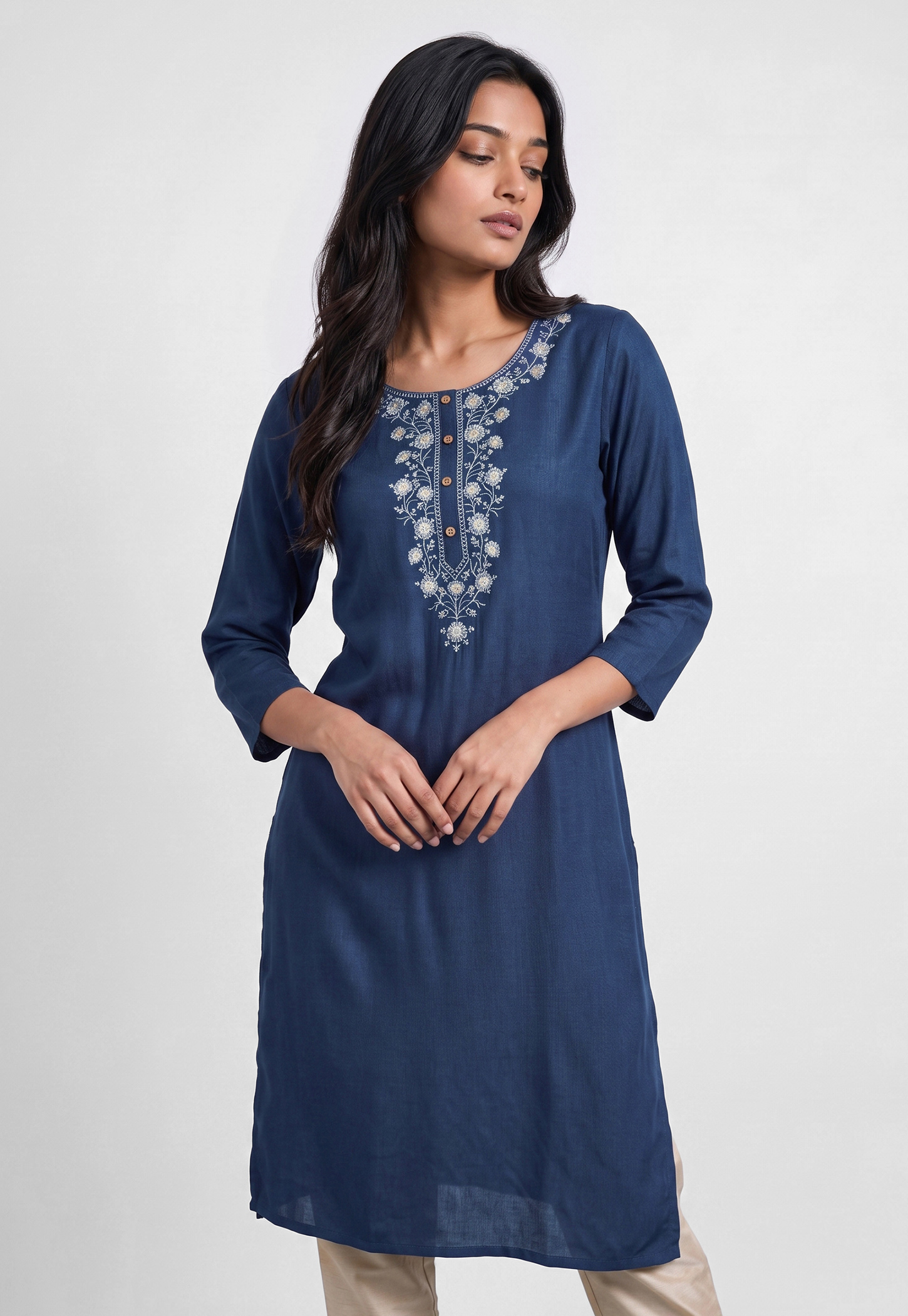 MELANGE Embroidered Straight Kurta-image-22