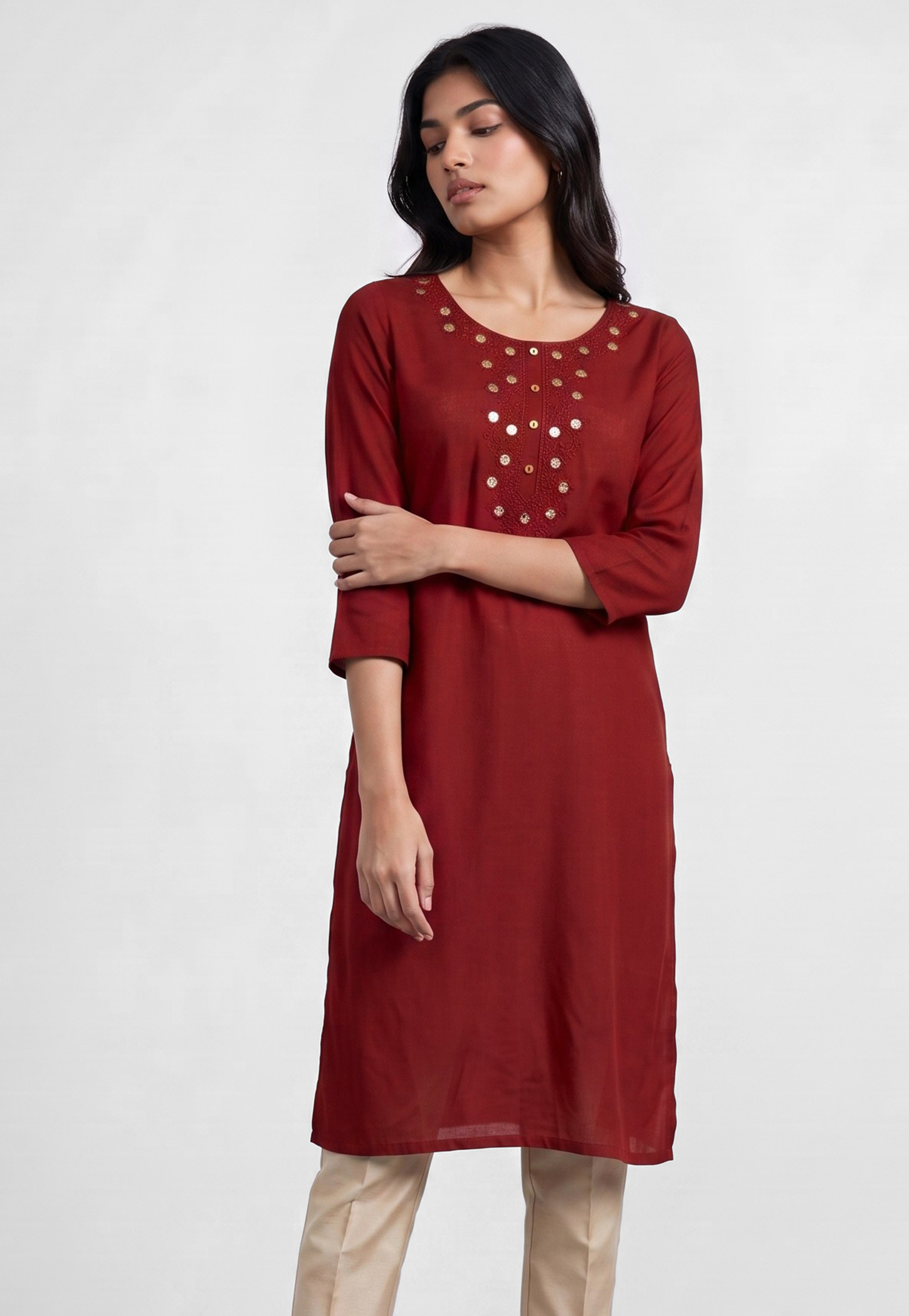 MELANGE Embroidered Straight Kurta-picture-40