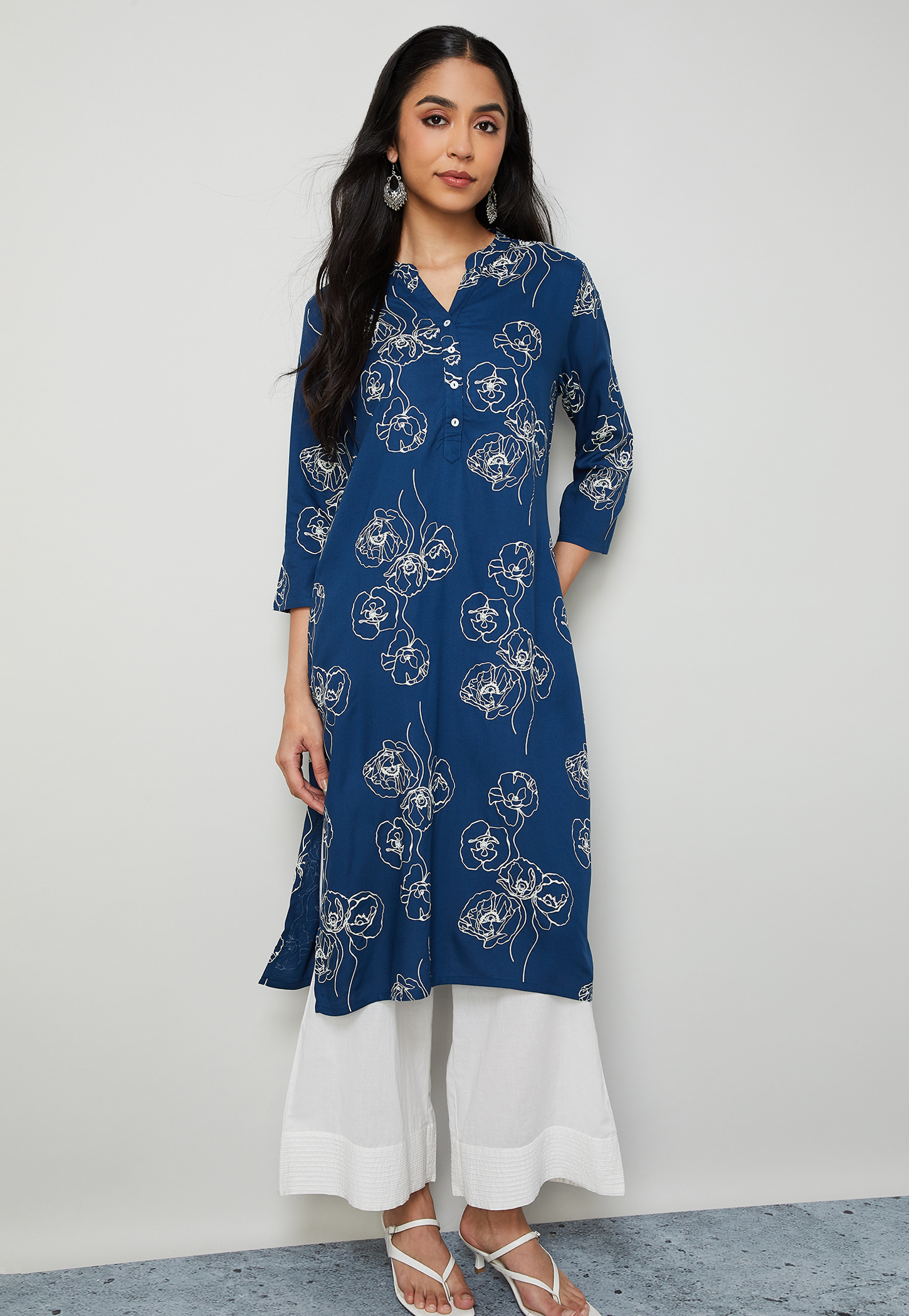 MELANGE Floral Print Straight Kurta-picture-12