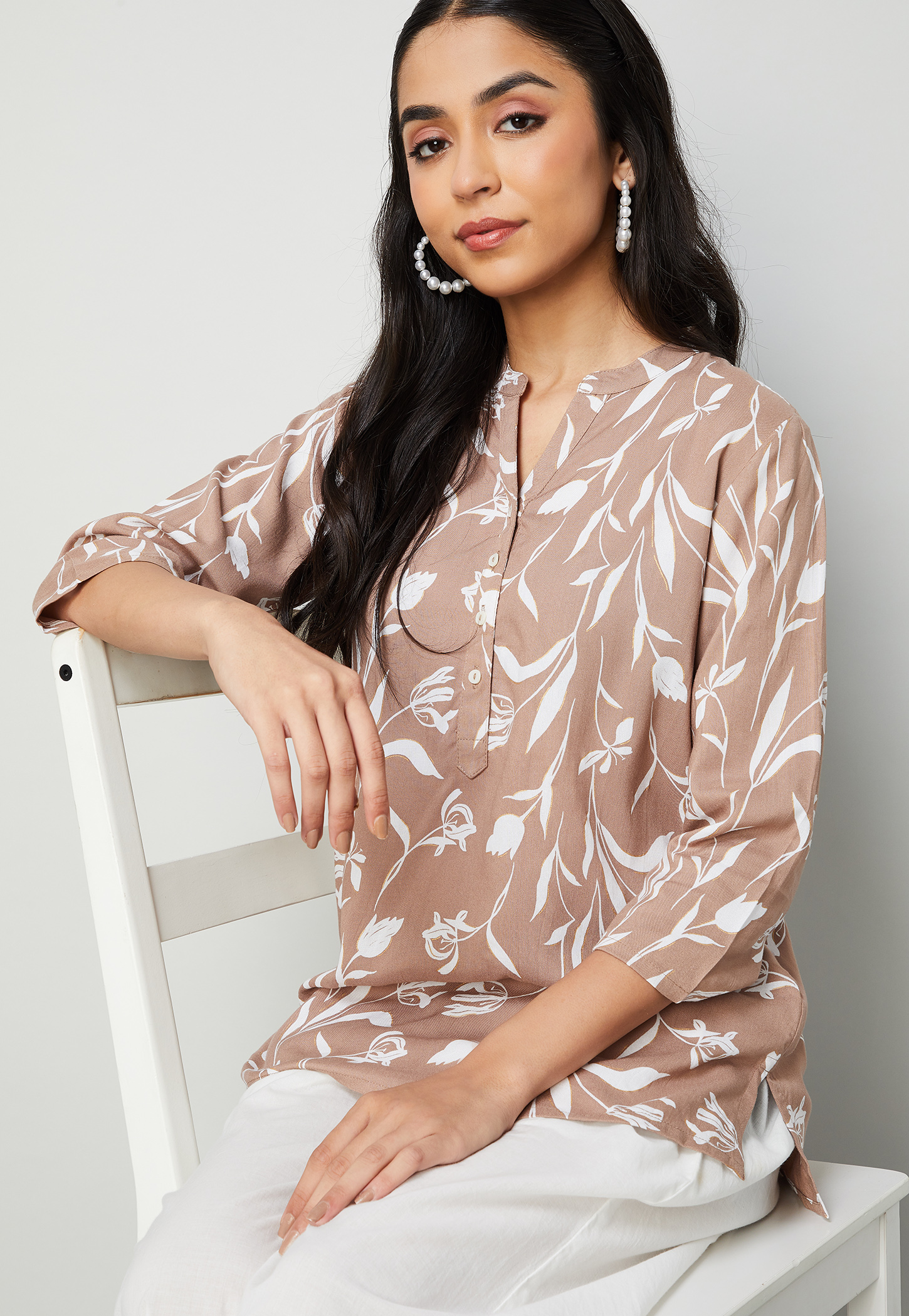 MELANGE Floral Print Straight Kurti-picture-36