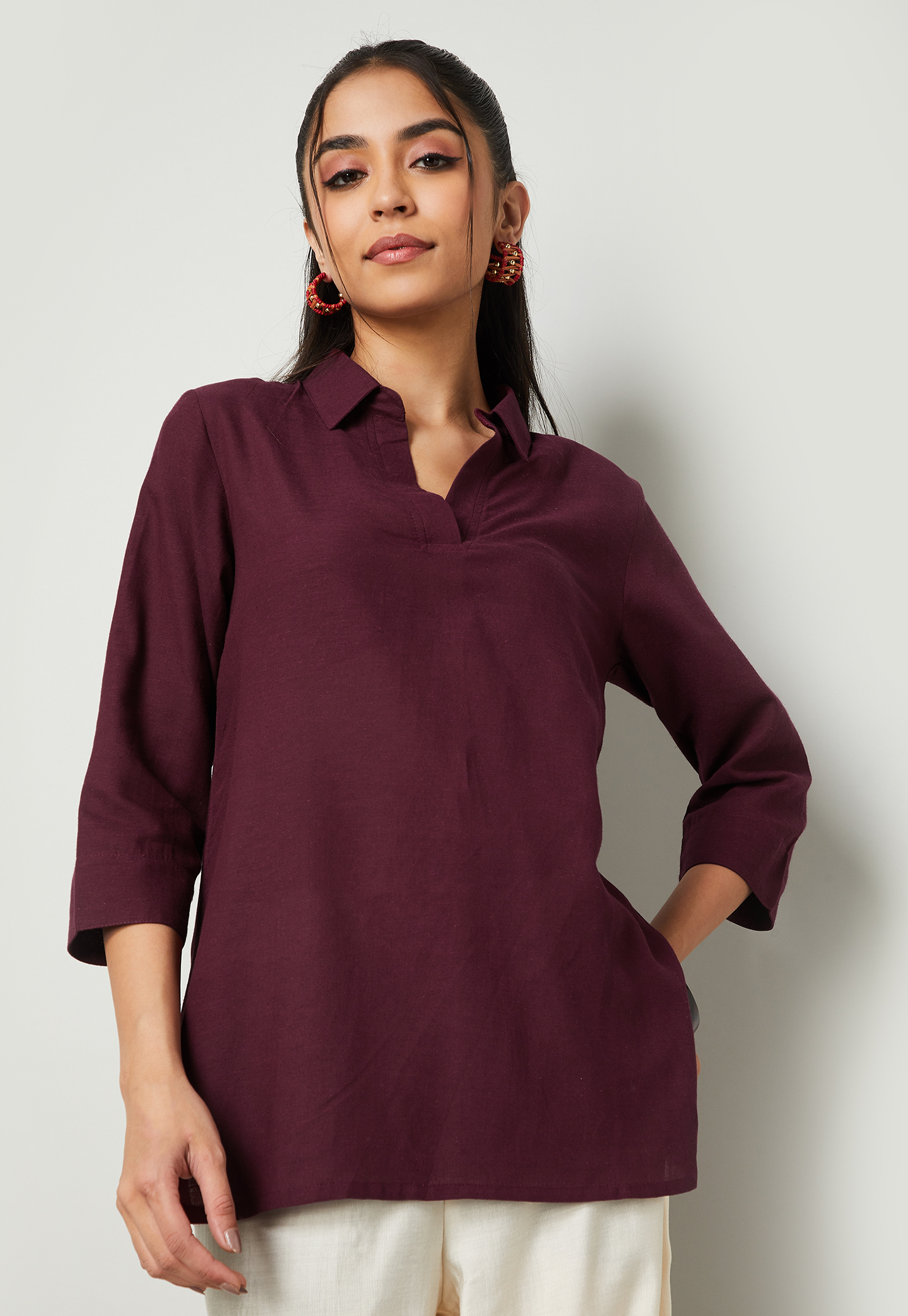 MELANGE Solid Straight Collared Kurti-picture-25