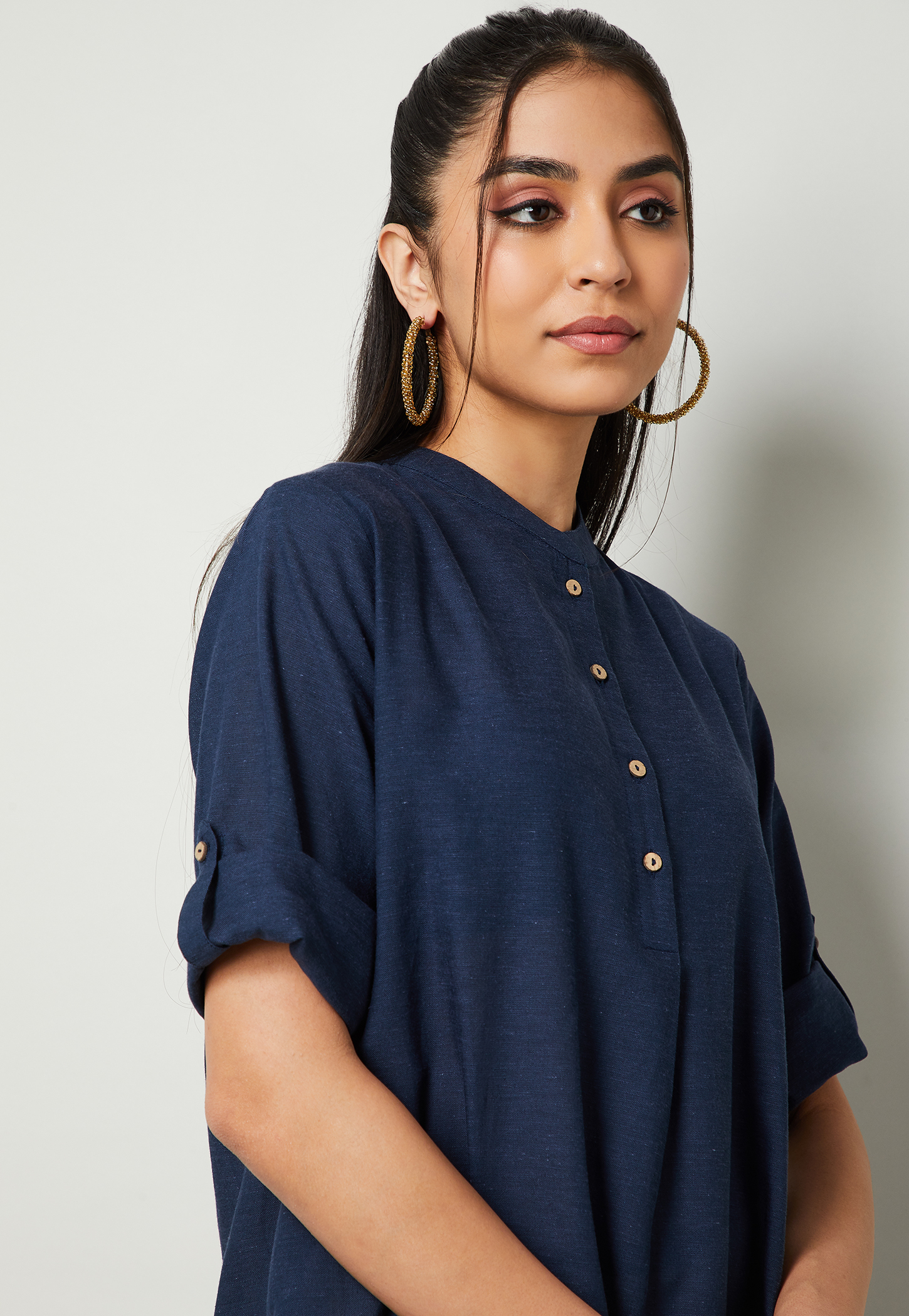 MELANGE Solid Buttoned Straight Kurti-image-42