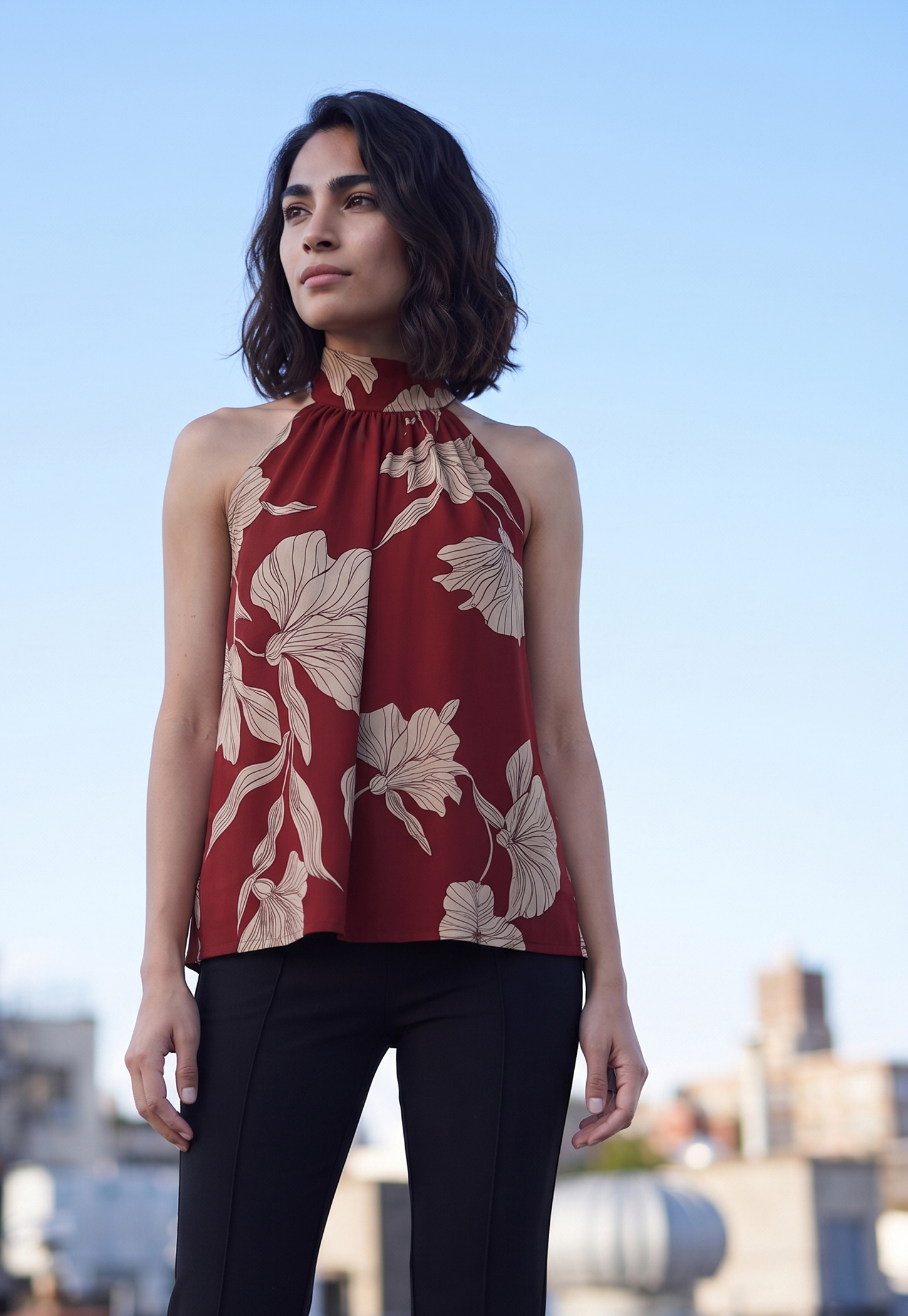 CODE Floral Print Halter Neck T-shirt-picture-51