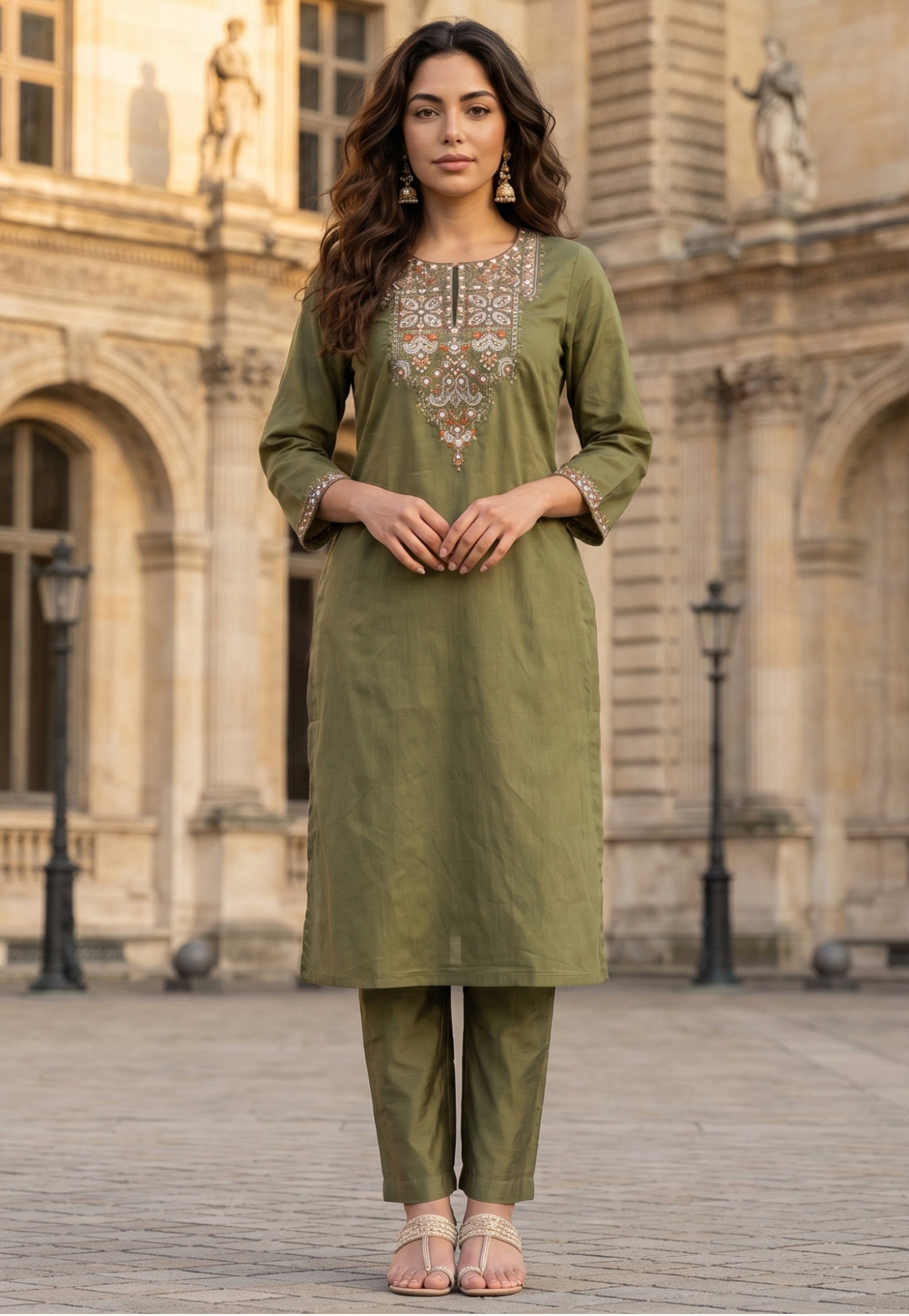 W Embroidered Straight Kurta Set-picture-25