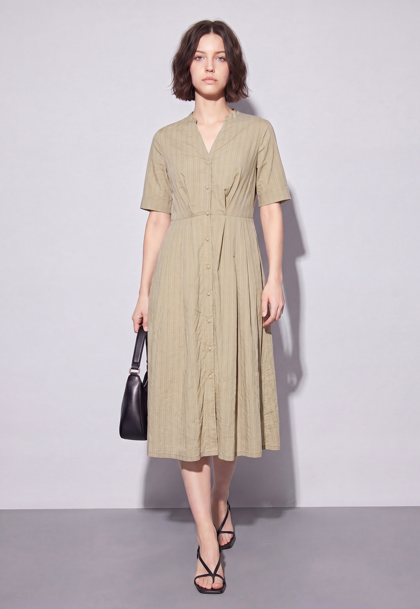 CODE Striped Buttoned Shirt Dress-picture-49
