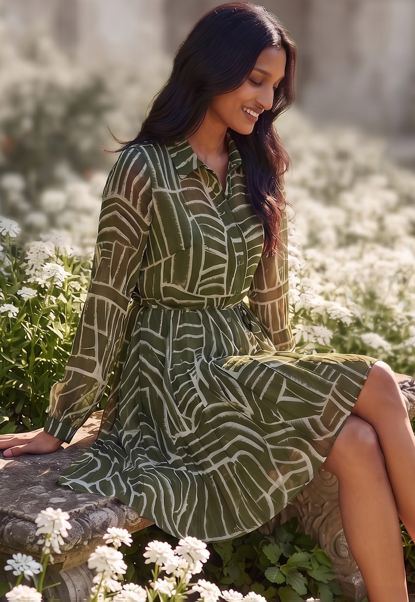 CODE Printed Flared Dress-picture-40