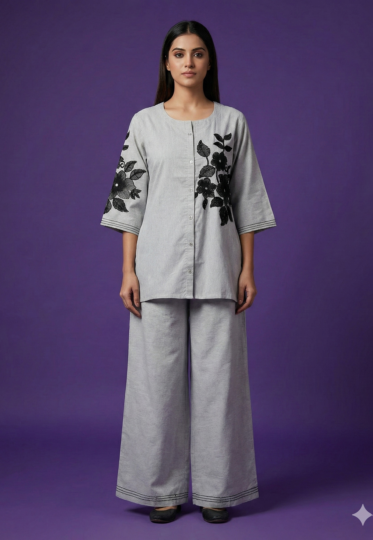 SPAN Embroidered Kurti Set-image-18