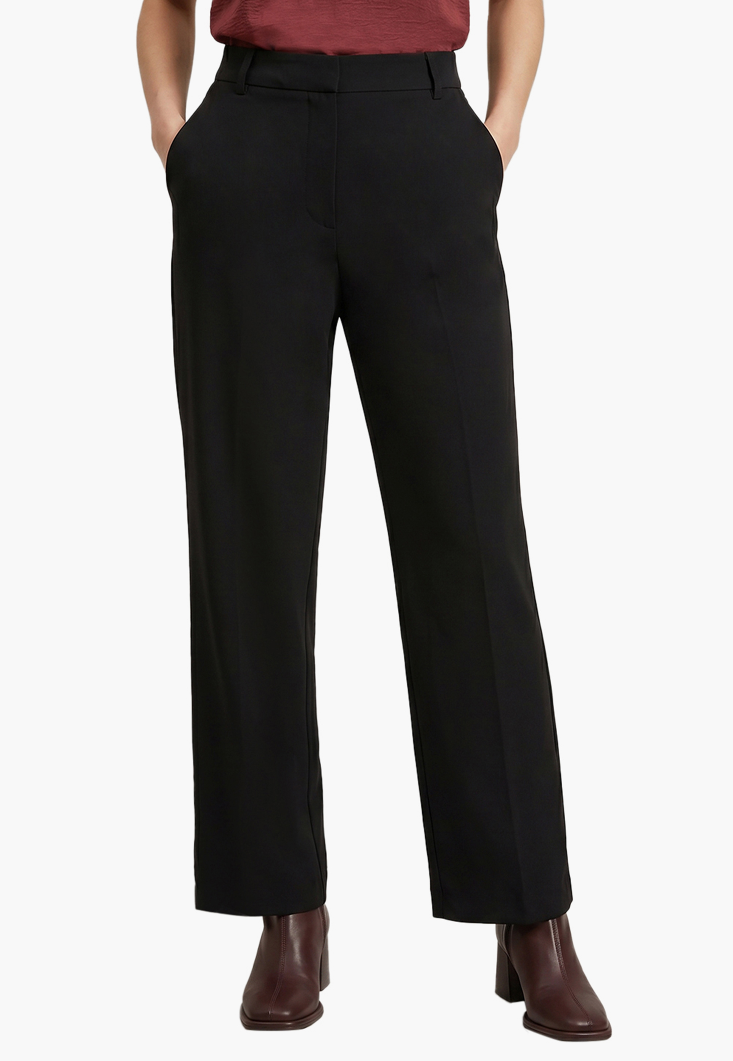 VERO MODA Solid Flat Front Trousers-picture-14