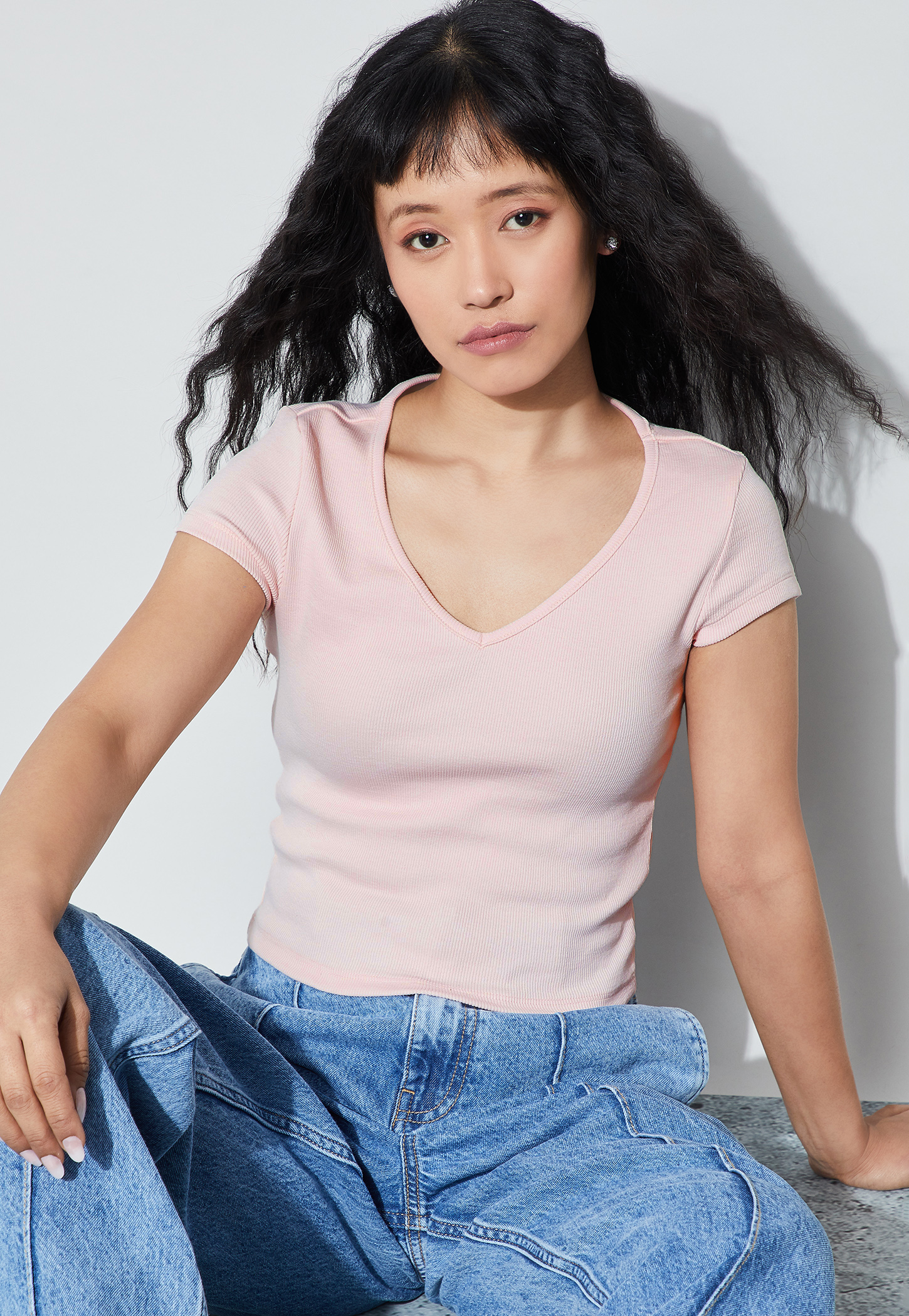GINGER Ribbed V-Neck T-shirt-picture-44