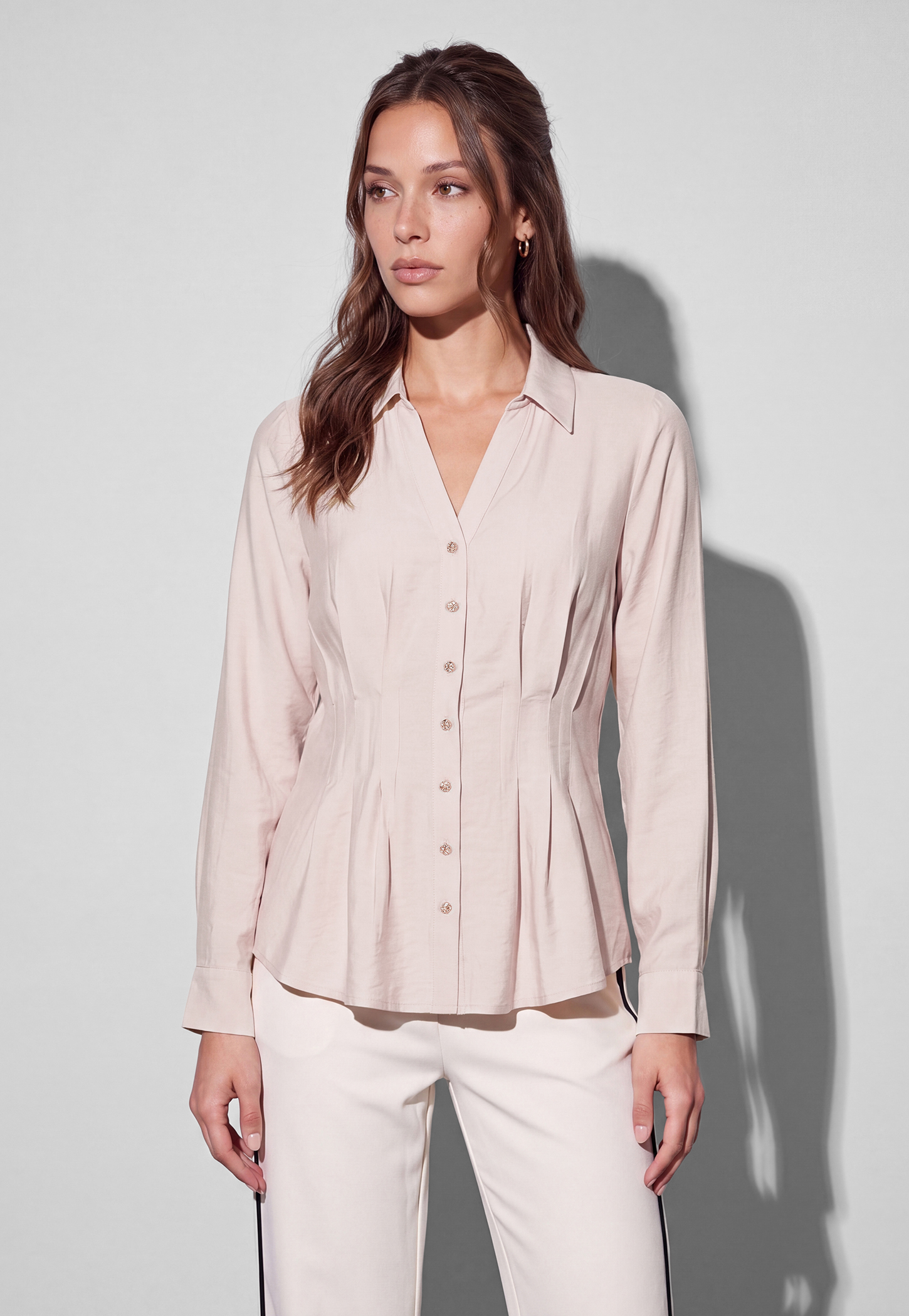 CODE Solid Pintucks Detailed Shirt-picture-17