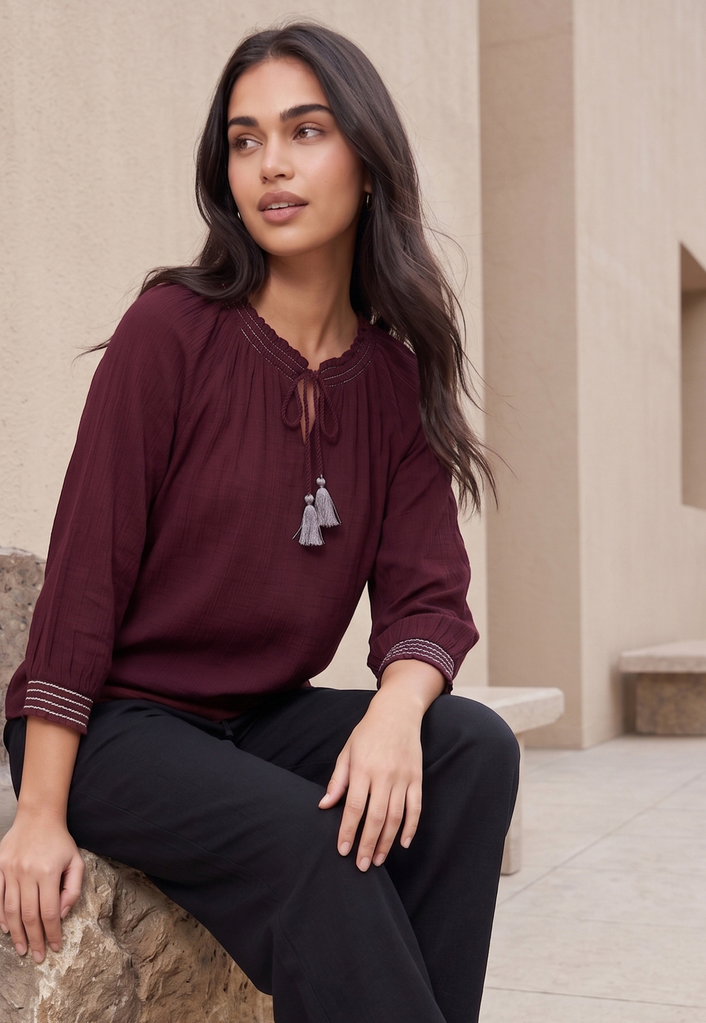 FAME FOREVER Solid Tie-Up Neck Top-picture-29