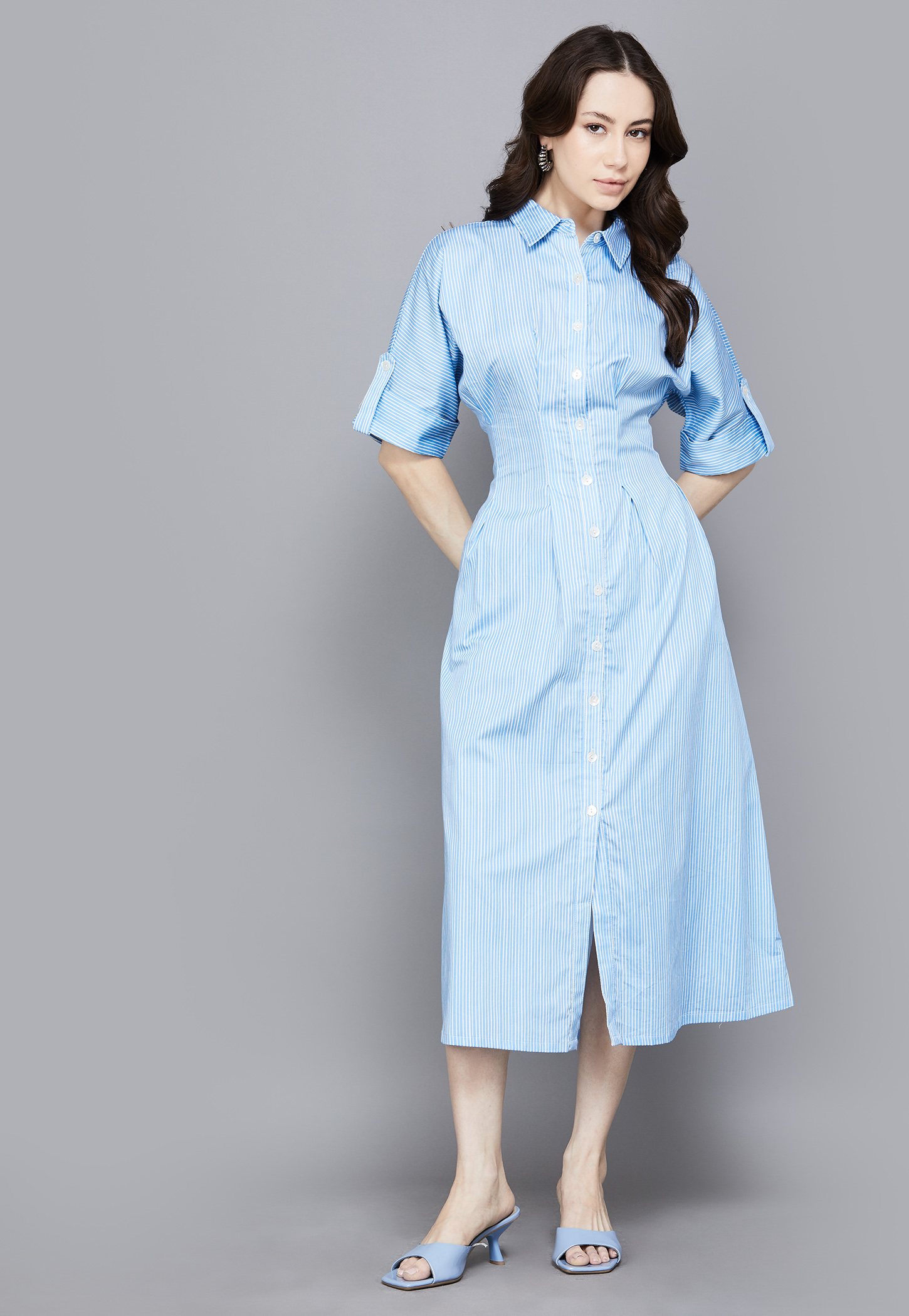 AND Striped Button-Down Midi Dress-picture-33