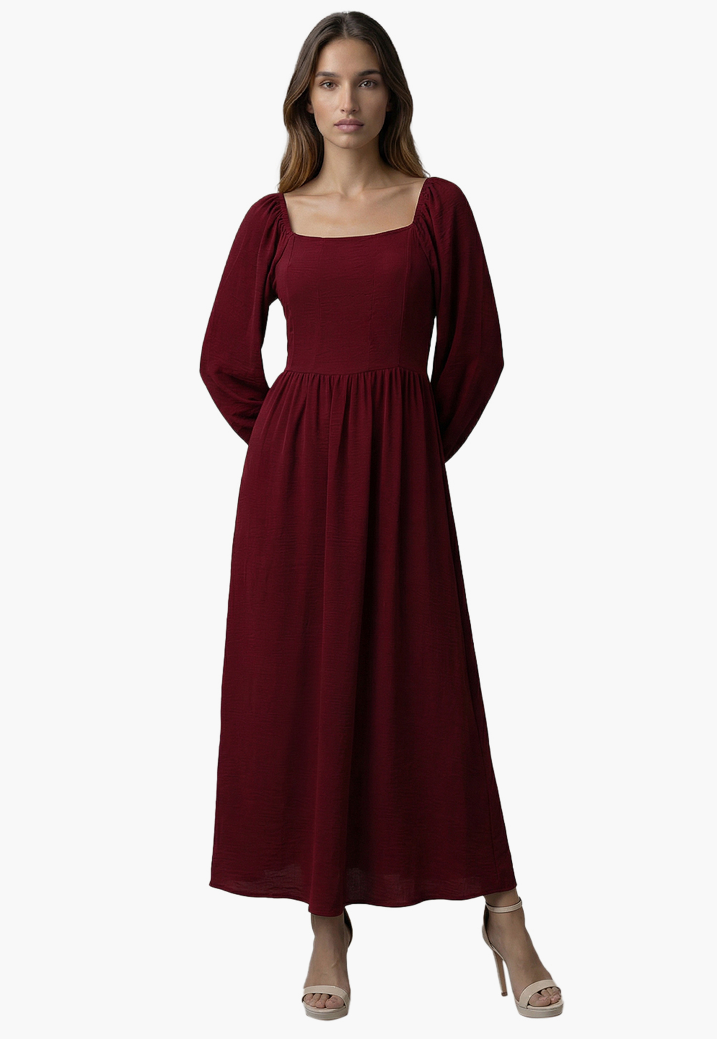 VERO MODA Solid Square Neck Maxi Dress-picture-38