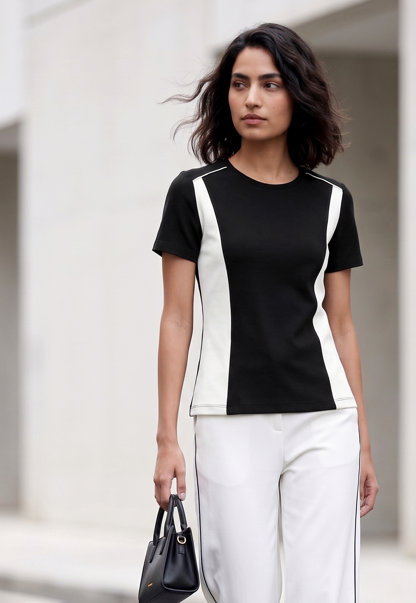 CODE CLASSIC Colourblock Crew Neck Top-image-25