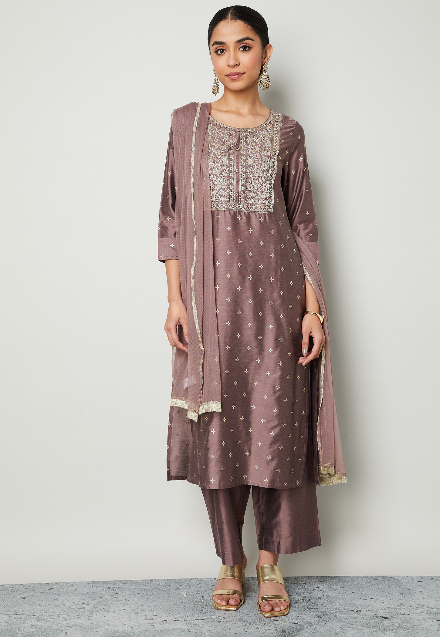 MELANGE Embroidered Straight Kurta Set-picture-24