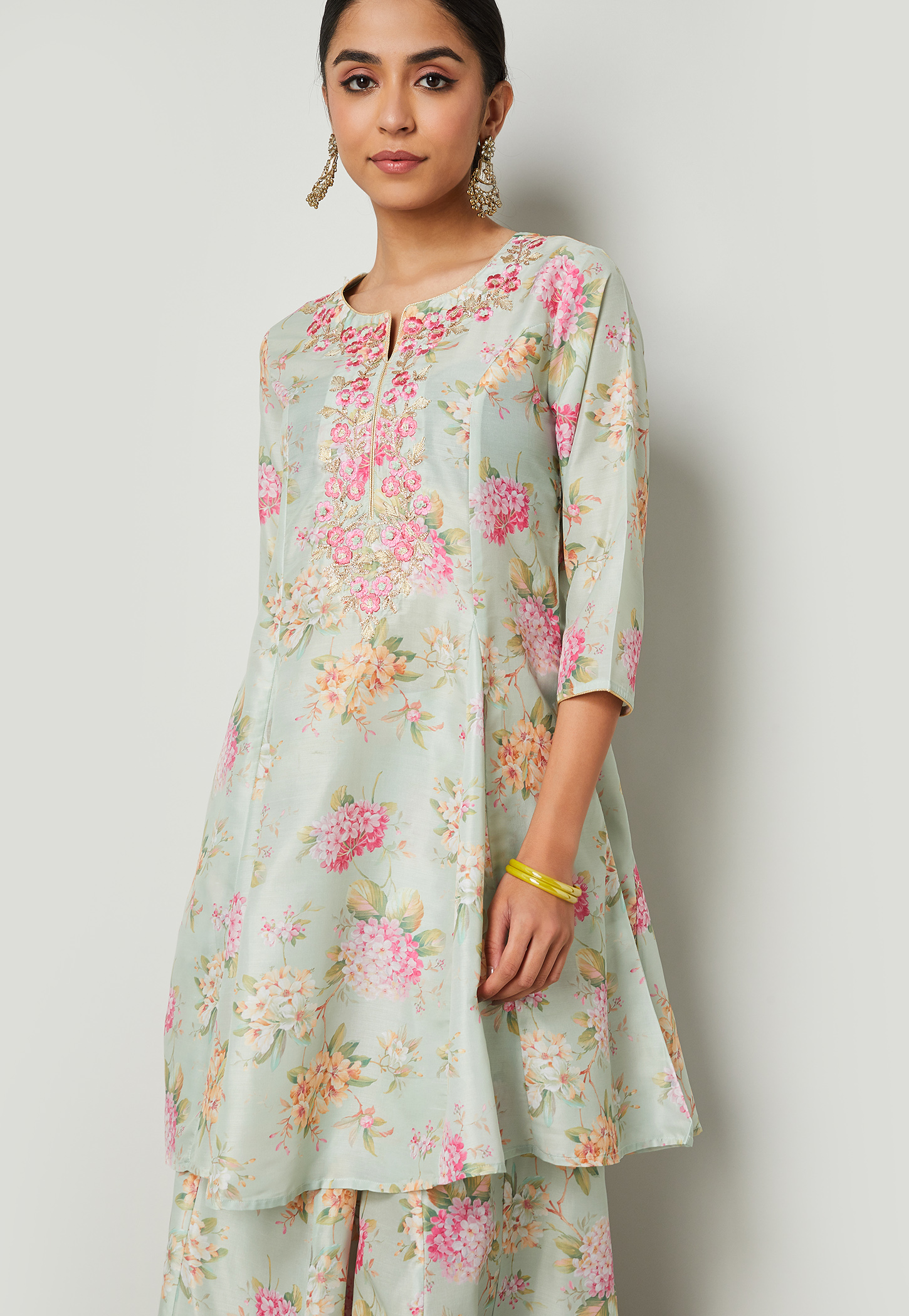 MELANGE Floral Embroidered A-line Kurta-picture-47