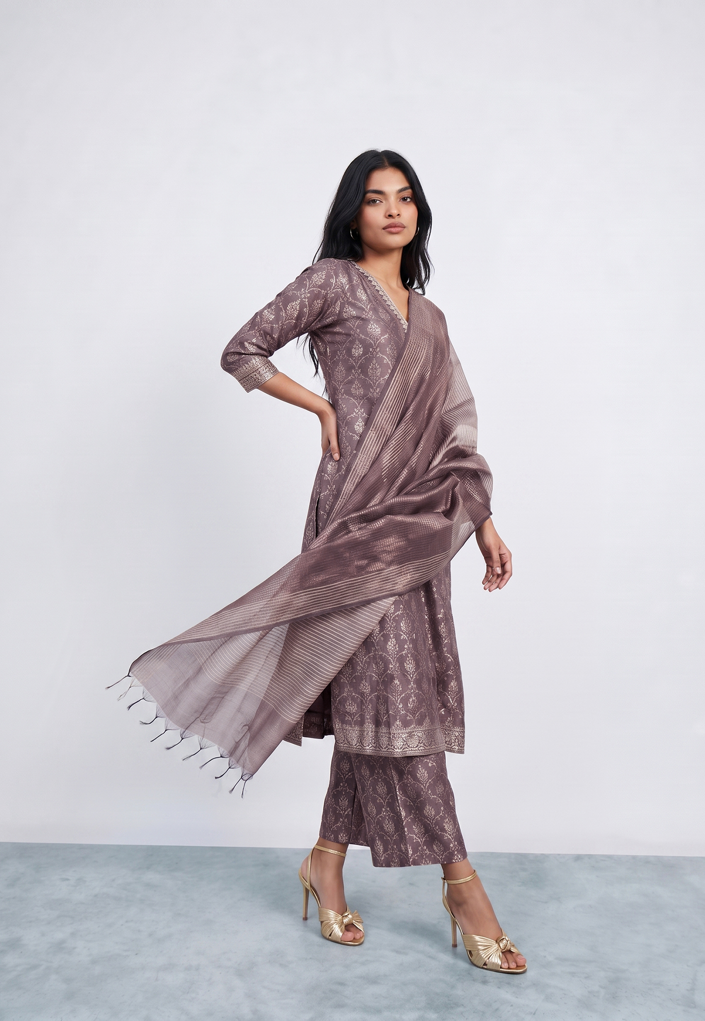 MELANGE Striped Dupatta-picture-50