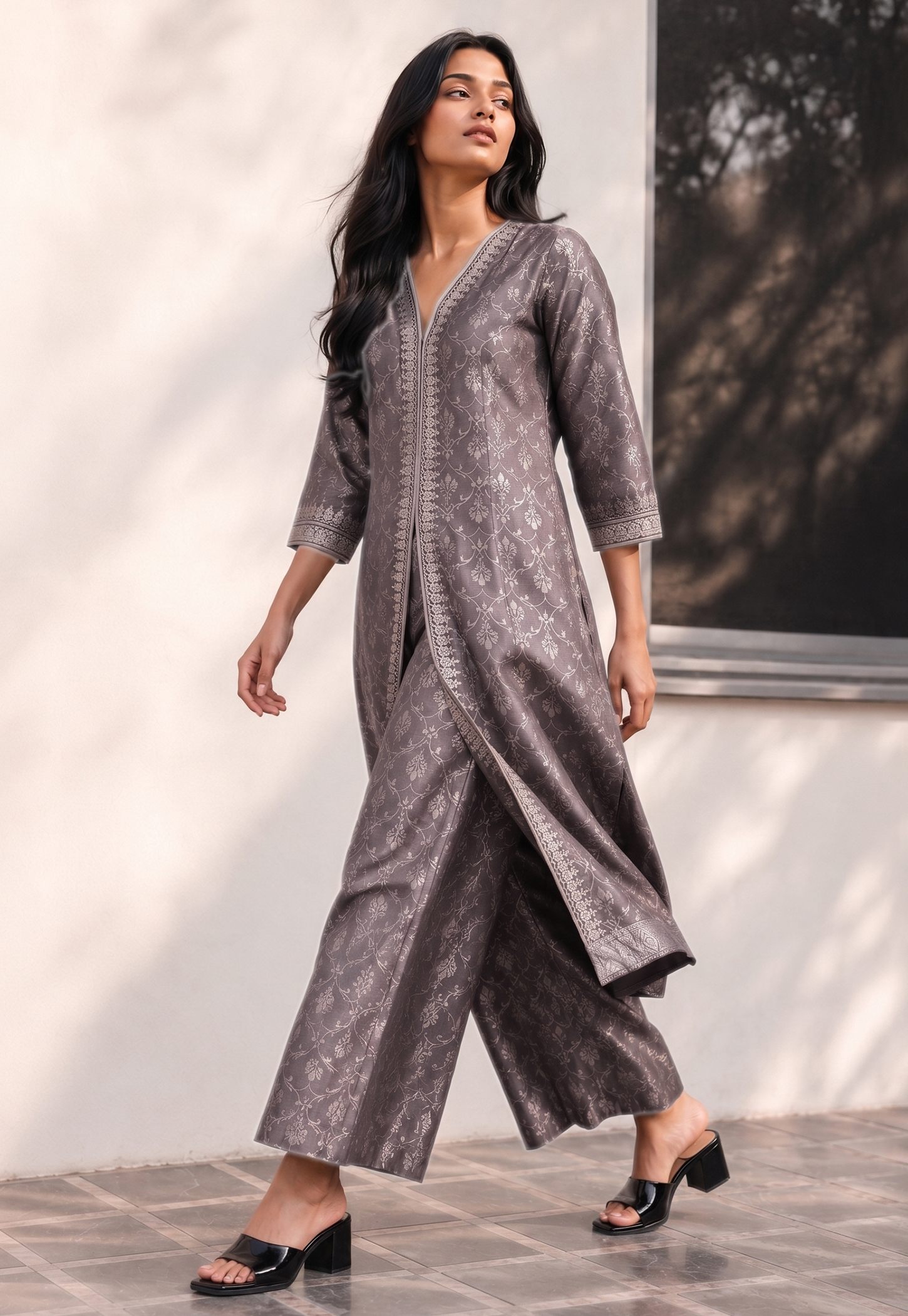 MELANGE Foil Print Flared Pants-picture-13