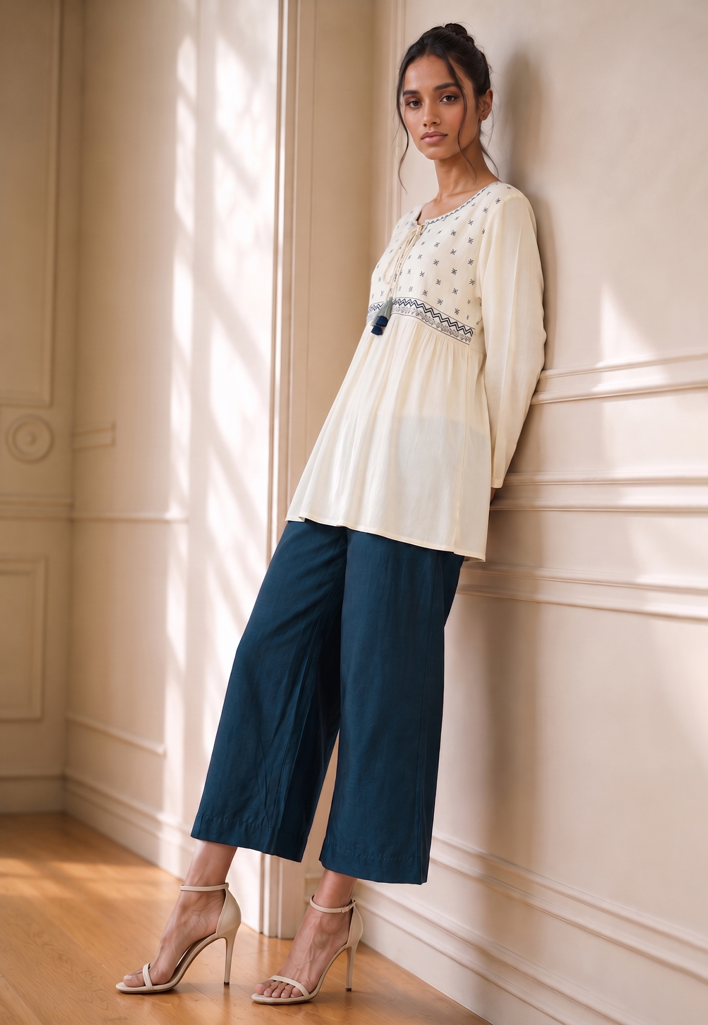 MELANGE Solid Straight Pants-picture-32