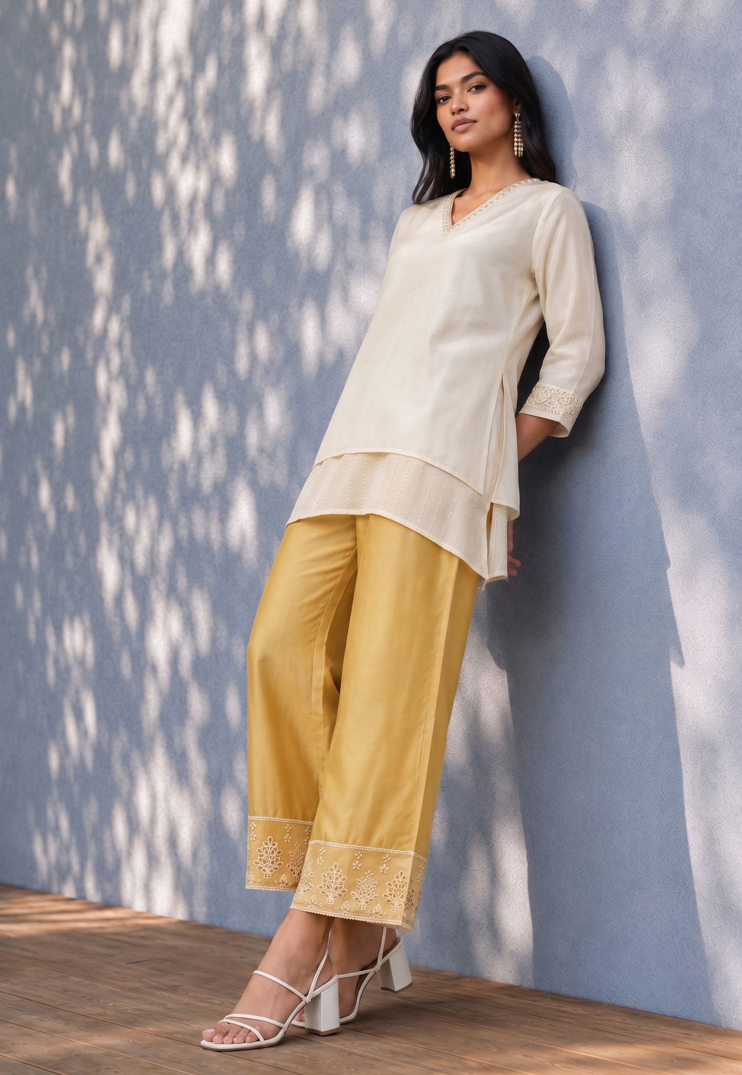 MELANGE Embroidered Straight Pants-picture-39