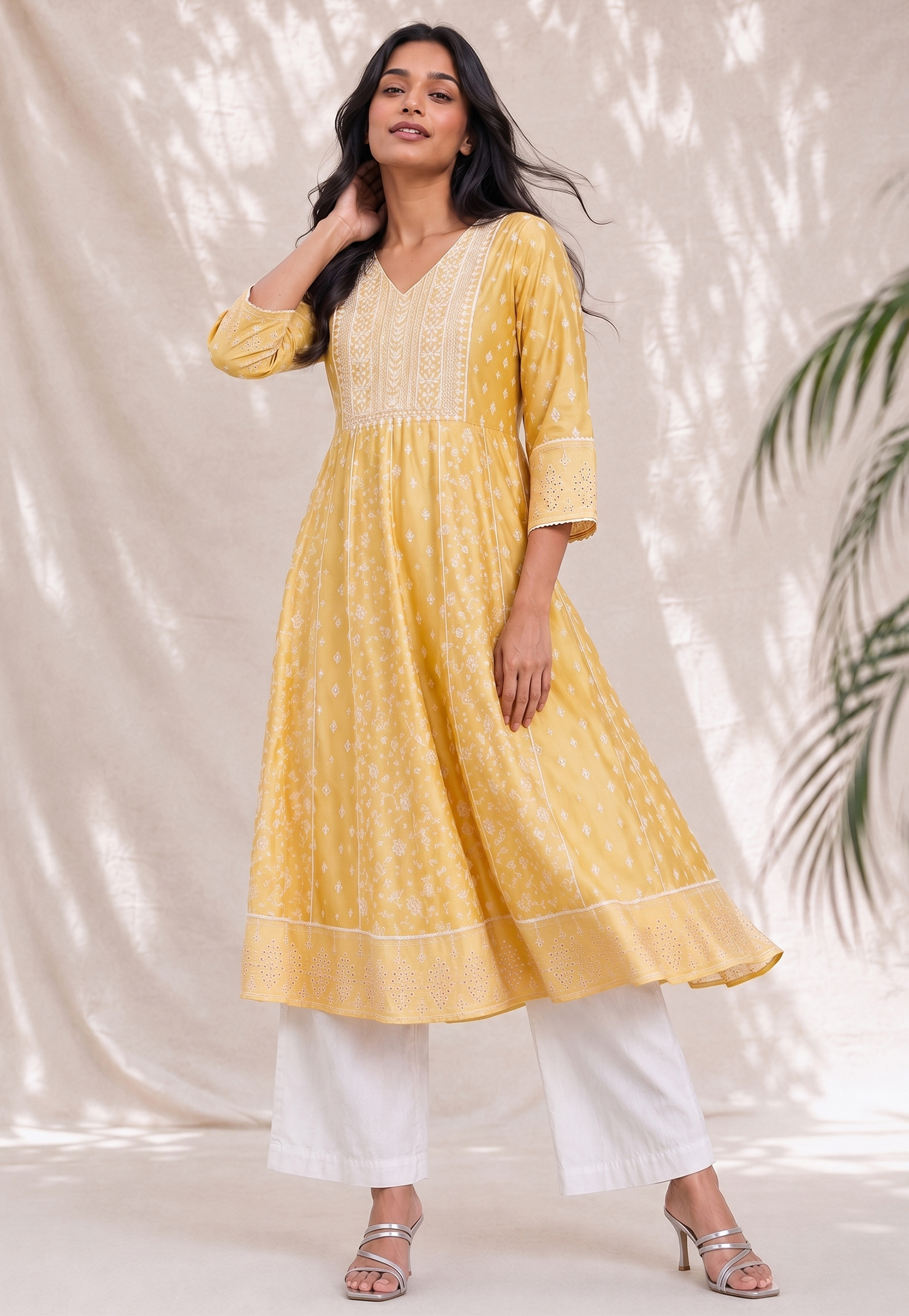 MELANGE Embroidered V-Neck 3/4th Sleeves Anarkali Kurta-picture-22