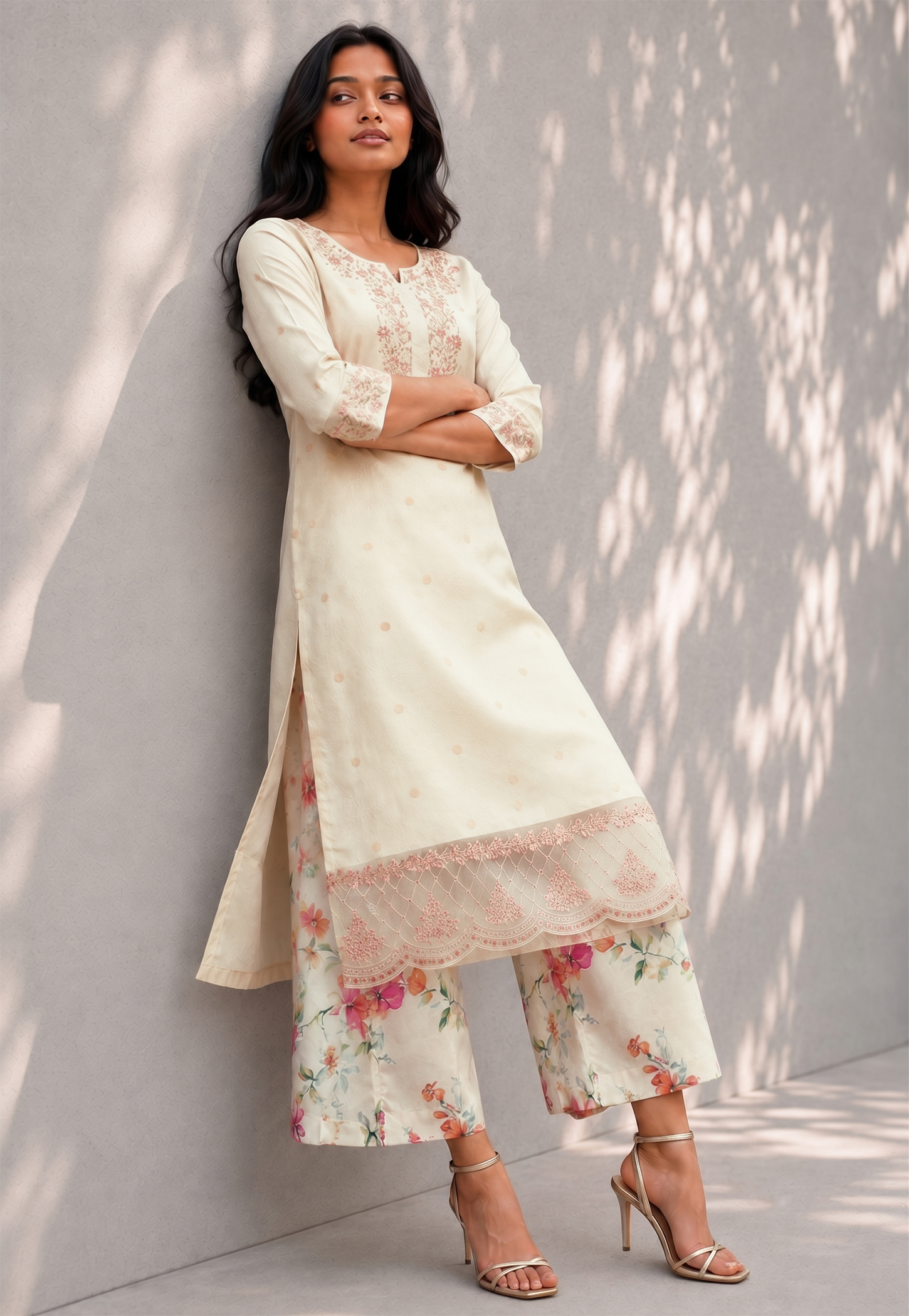 MELANGE Floral Print Straight Pants-image-43