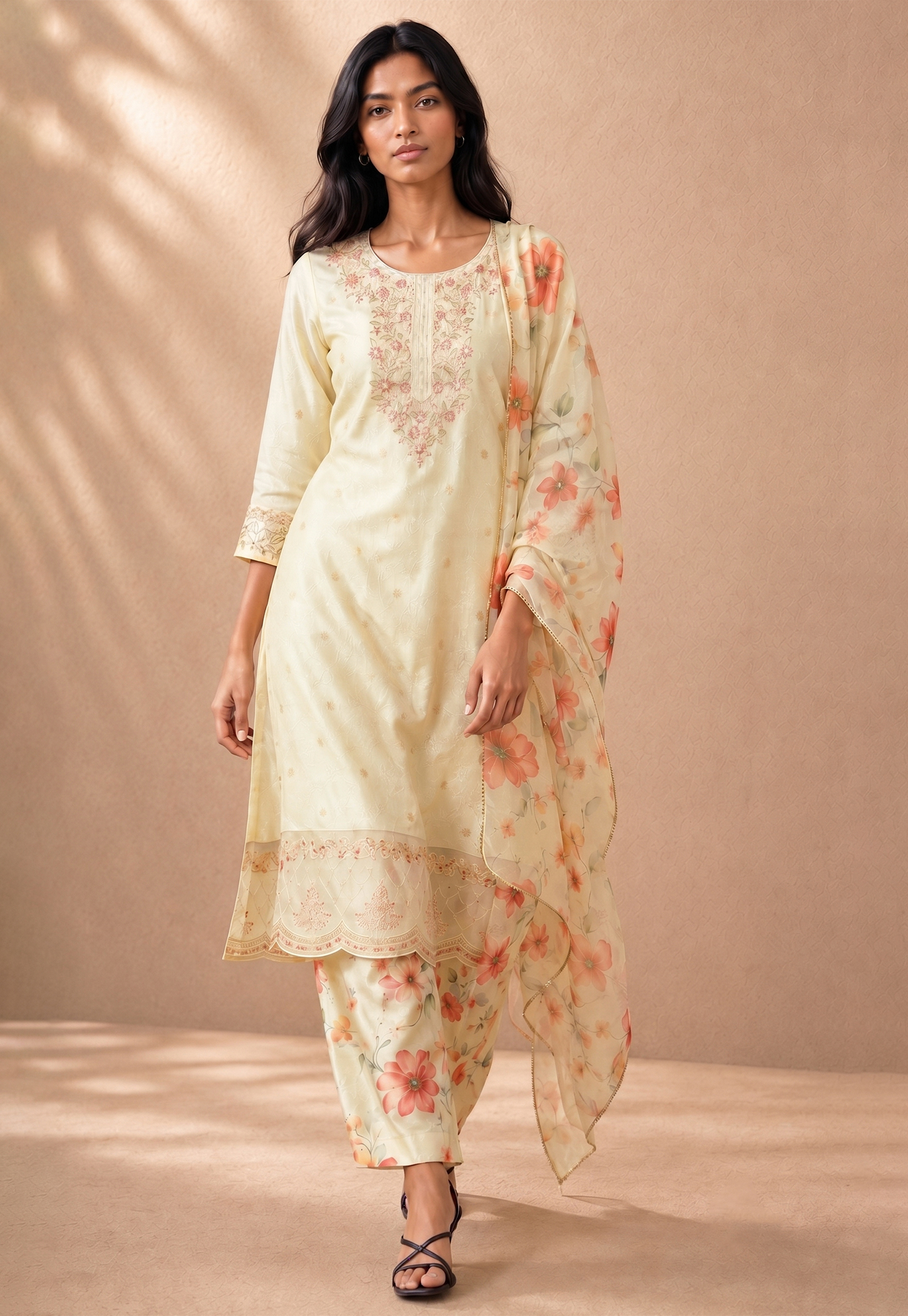 MELANGE Embroidered Floral Straight Kurta-picture-24