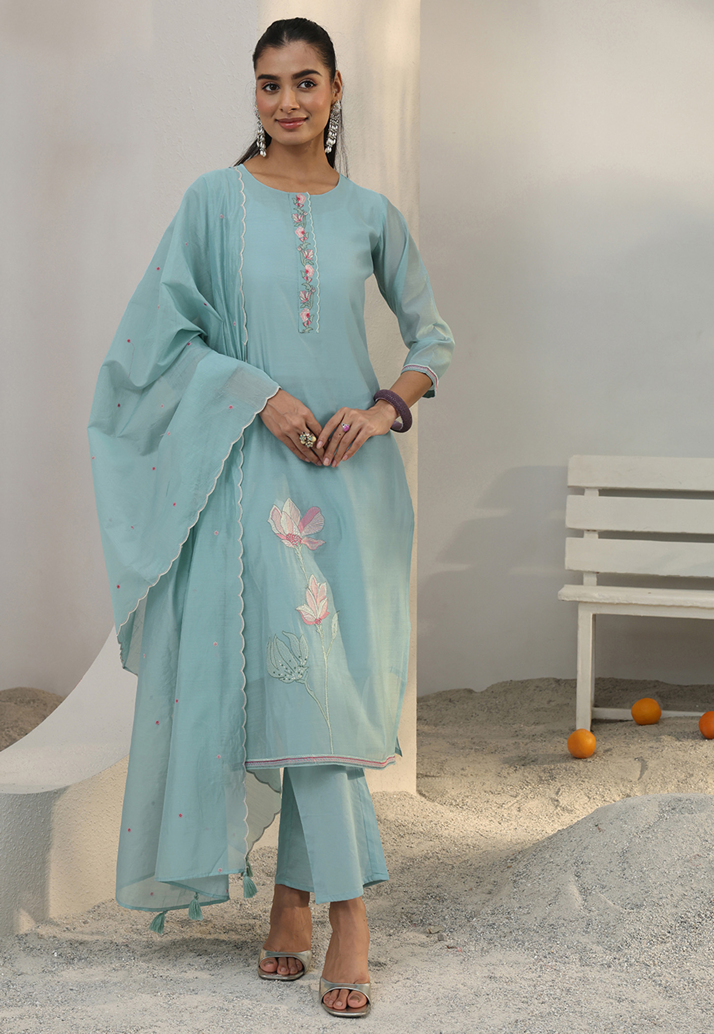 LIBAS Embroidered Straight Kurta Set-picture-27