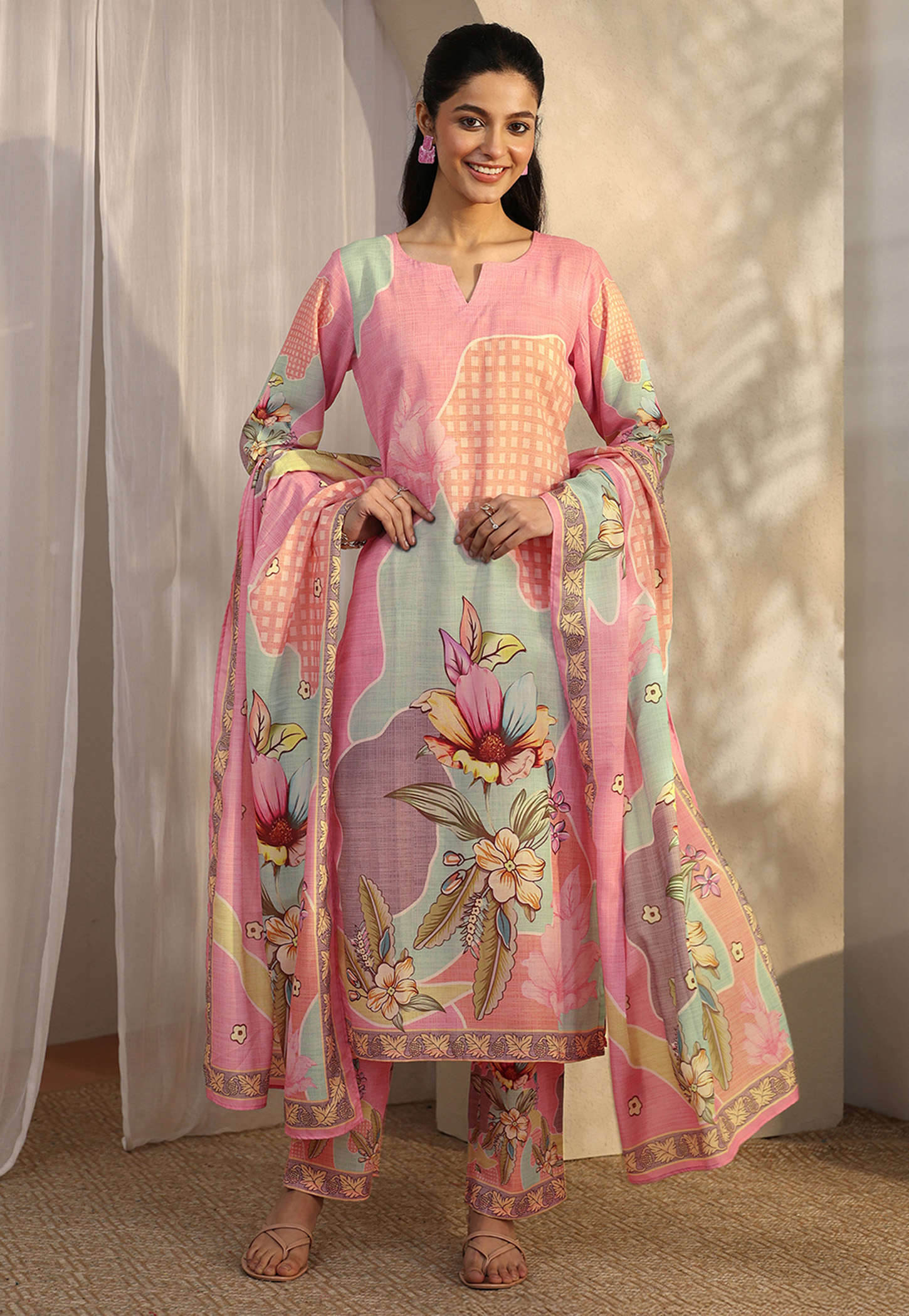 LIBAS Floral Print Straight Kurta Set-picture-40