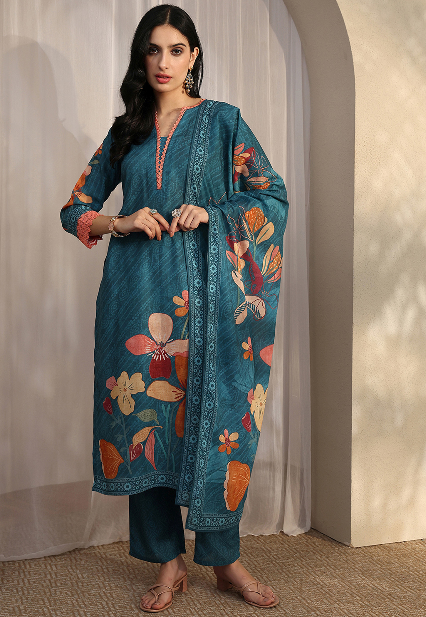 LIBAS Floral Print Straight Kurta Set-picture-10