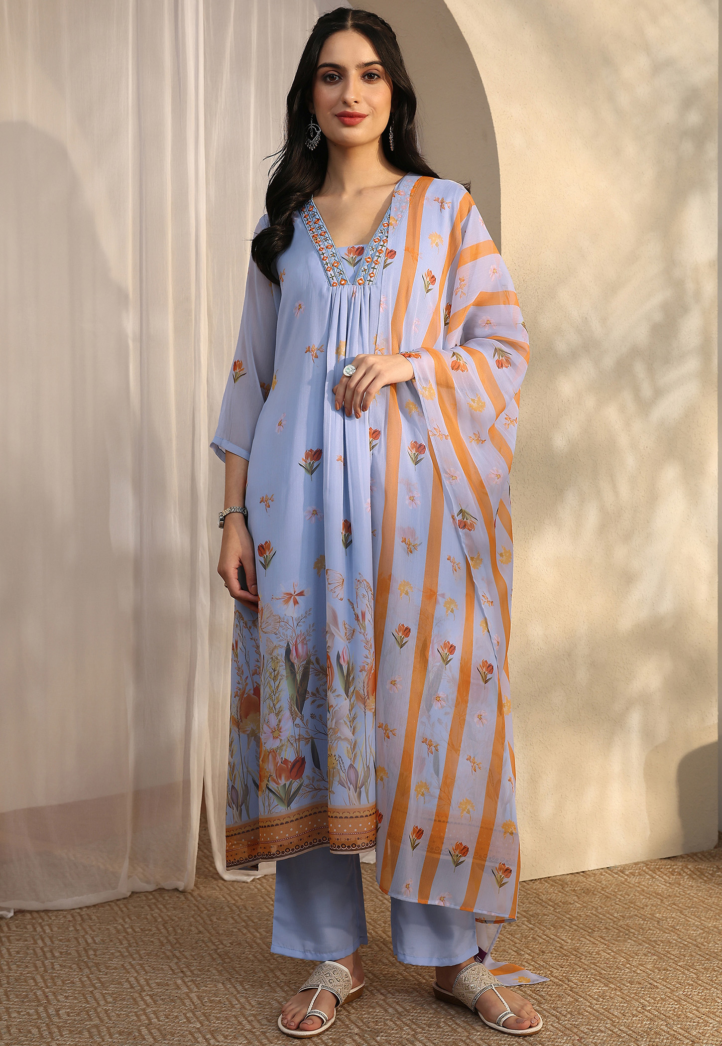 LIBAS Floral Print Flared Kurta Set-picture-47
