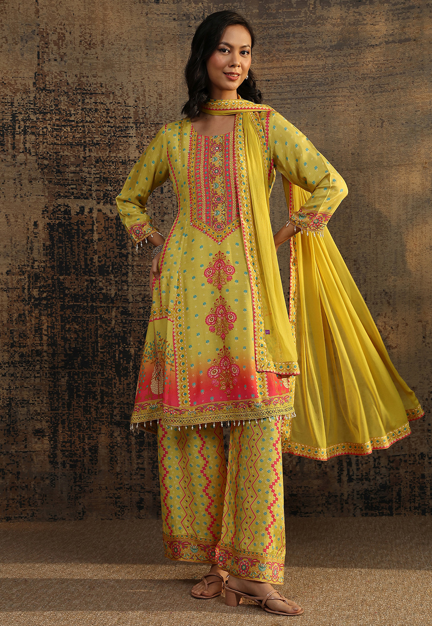 LIBAS Floral Print A-Line Kurta Set-image-49