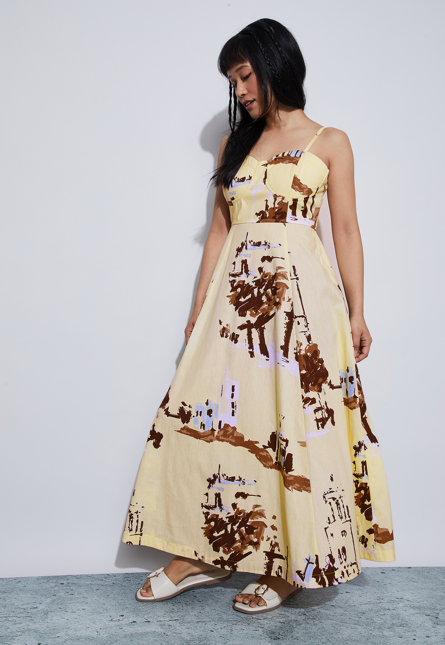 GINGER Abstract Print Spaghetti Maxi Dress-picture-31