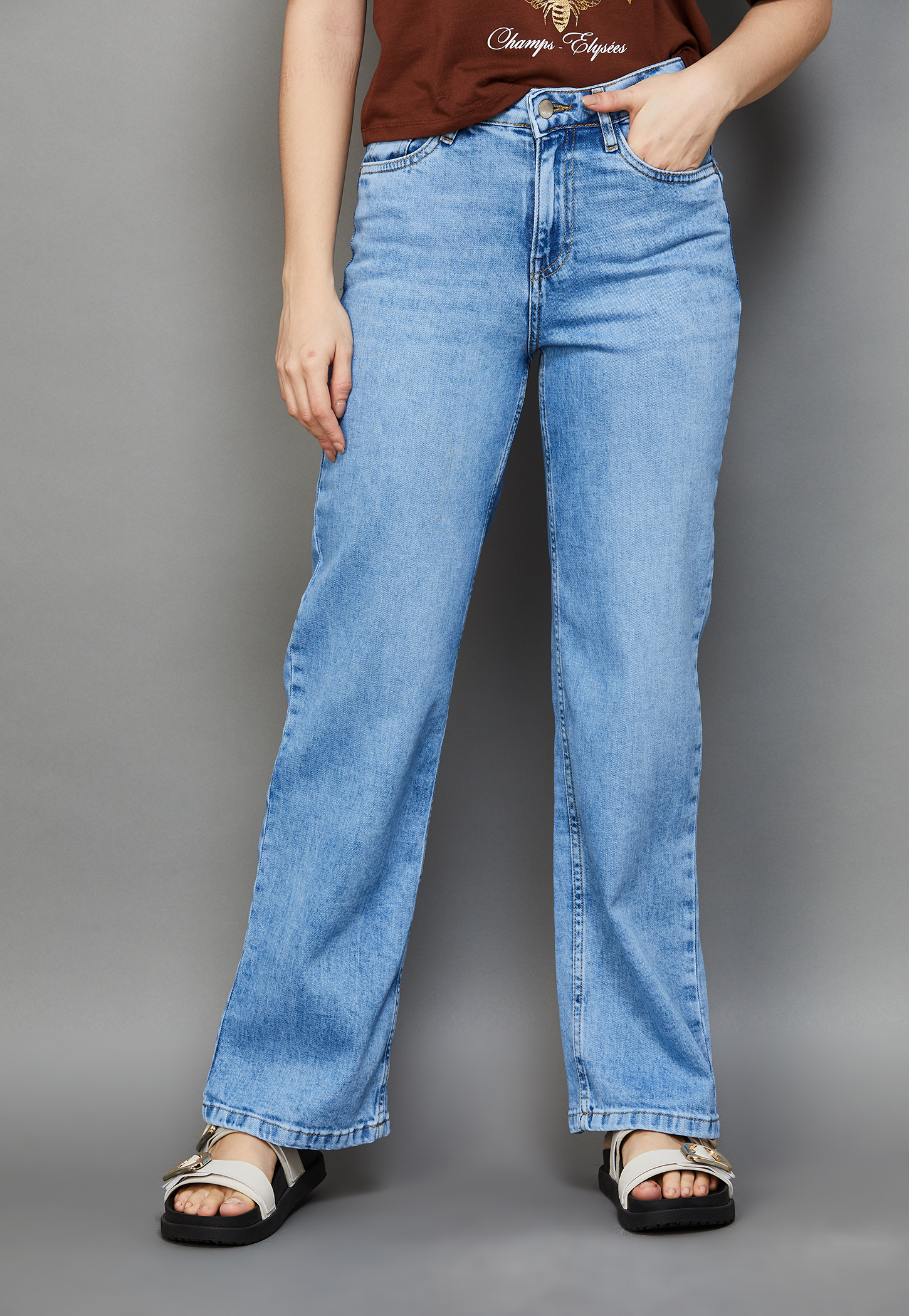 KRAUS Solid Wide Leg Jeans-picture-19